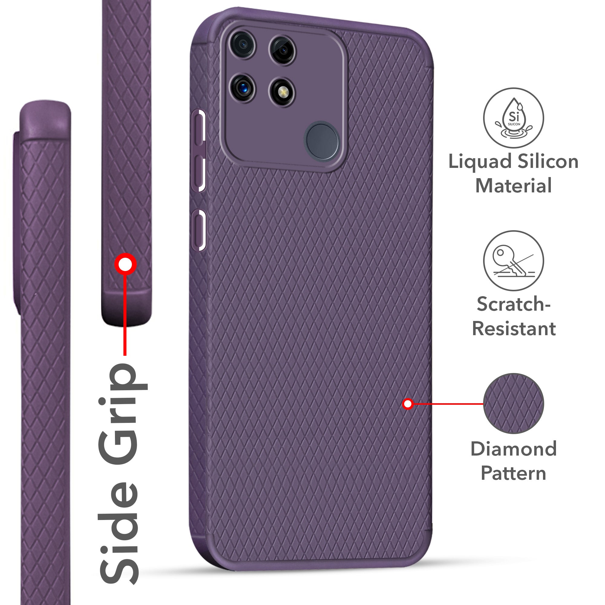 For Realme C25 | C25s Back Cover Case Liquid Silicone (Camera Protection | Side Grip Texture | Soft and Flexible)