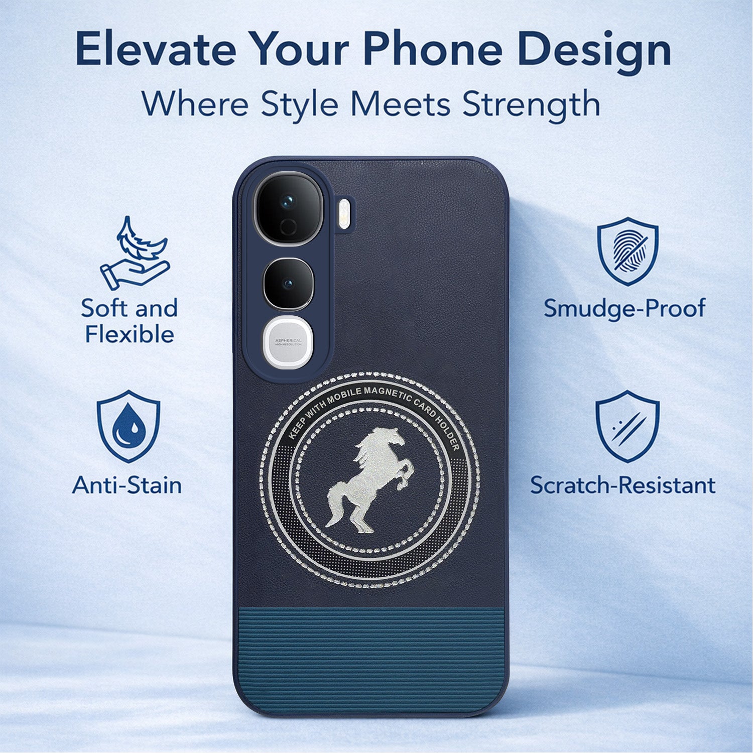 For Vivo Y400 Pro Back Cover Case PU Leather Finish (Professional Minimalist Texture | MagSafe Compatele | Camera Protection | Sleek Sober Formal)