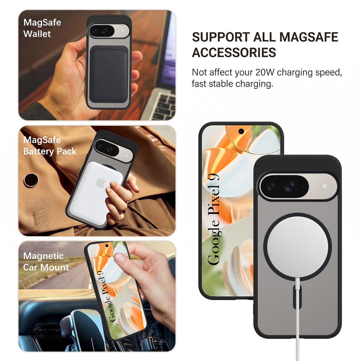 For Google Pixel 9 Matte Finish Back Case Cover (MagSafe Compatible | Translucent Soft Touch | Slim and Unbreakable)