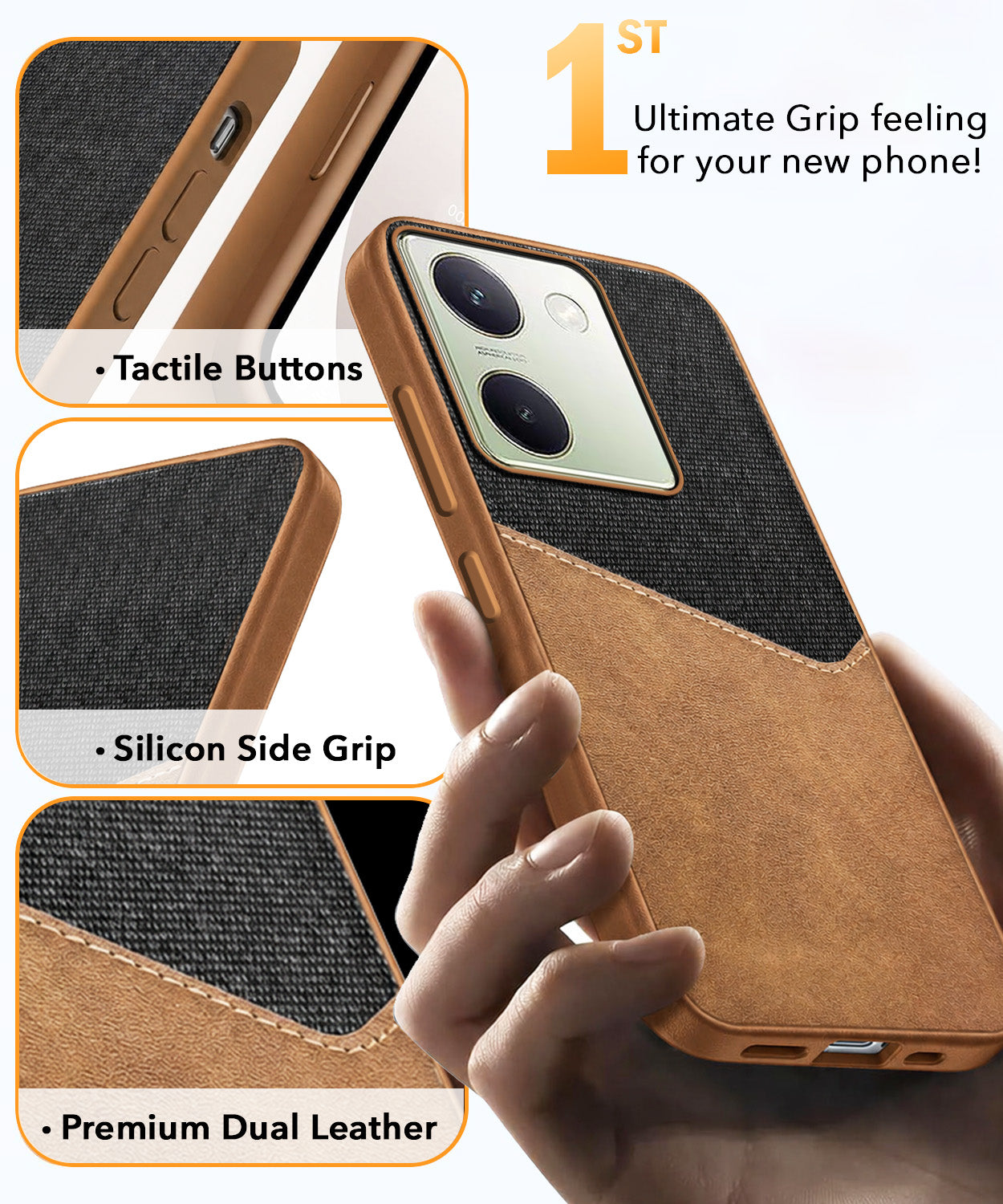 For Vivo Y200 Pro 5G Back Cover Case (Dual PU Leather Stitch | Professional Minimalist | Soft and Flexible)