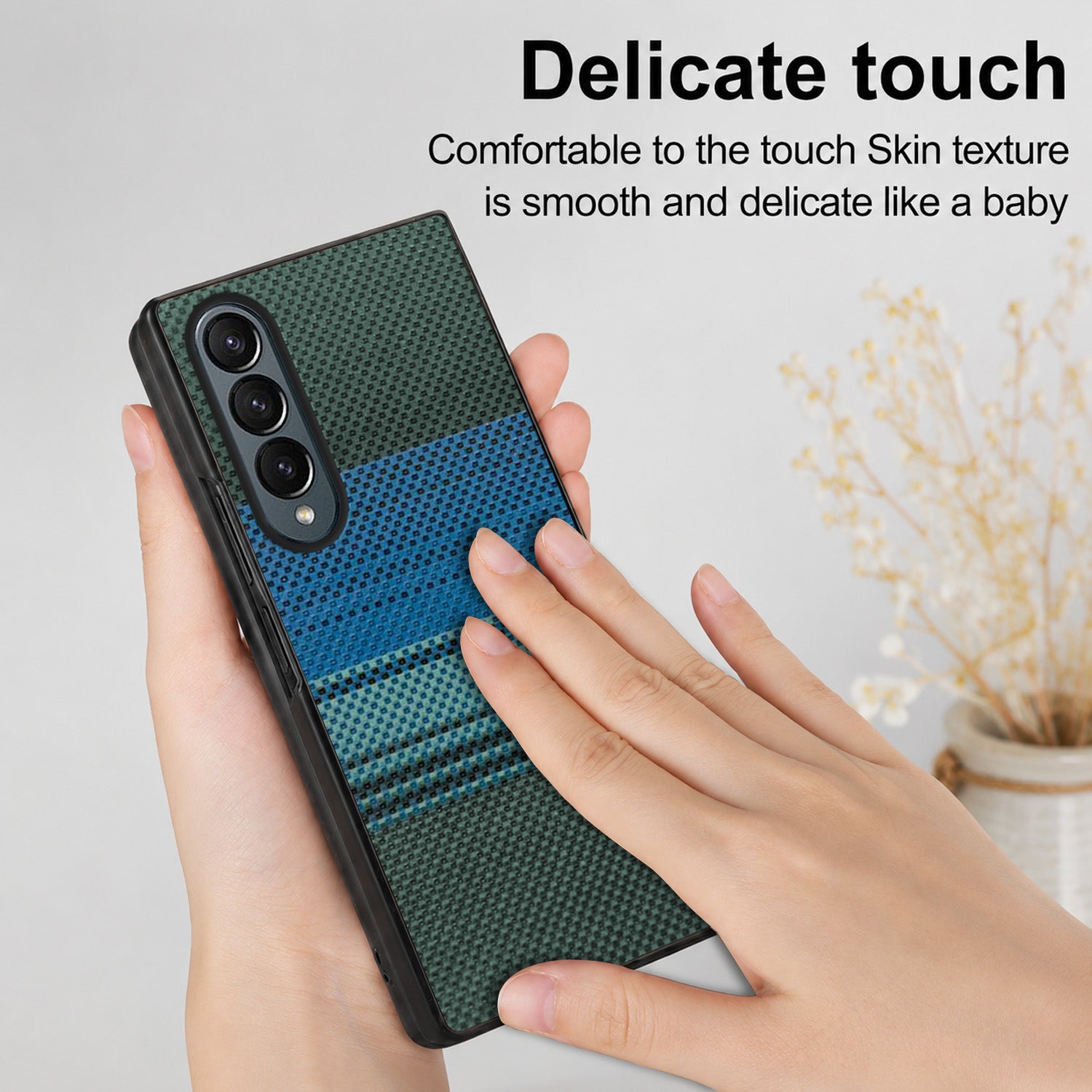 For Samsung Galaxy Z Fold 4 5G Back Flip Case Cover (Craft Printed Design | Hybrid Texture | Inside Microfiber Cloth)