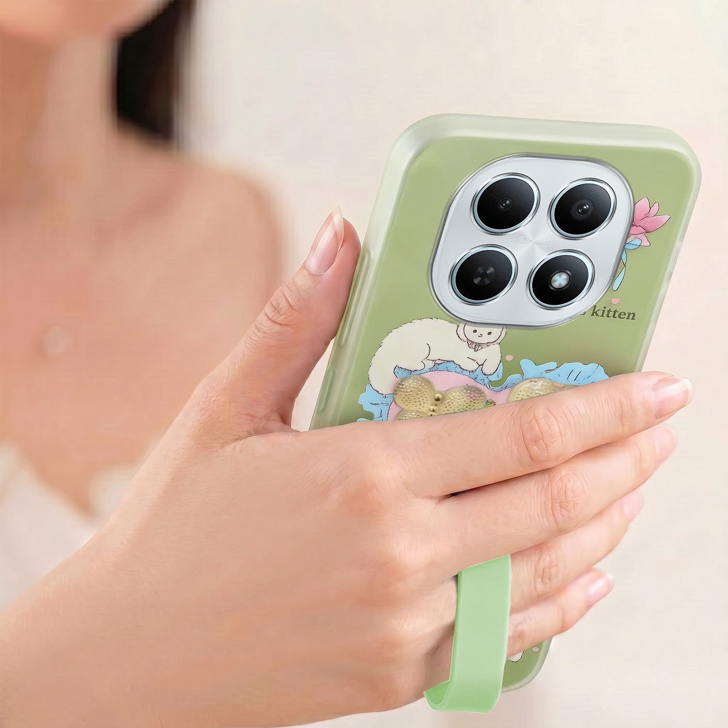 For Poco M8 5G Back Cover Case (3D Cute Heart Strap Holder | Camera Protection | Designer Girls Print)