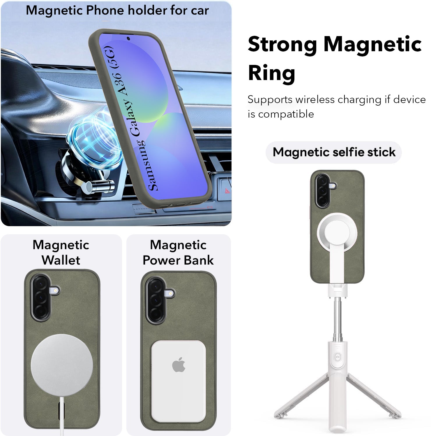 For Samsung Galaxy A36 5G Back Cover Case Leather Finish (MagSafe Compatible Wireless Charging | Soft Touch | Camera Bump Protection)