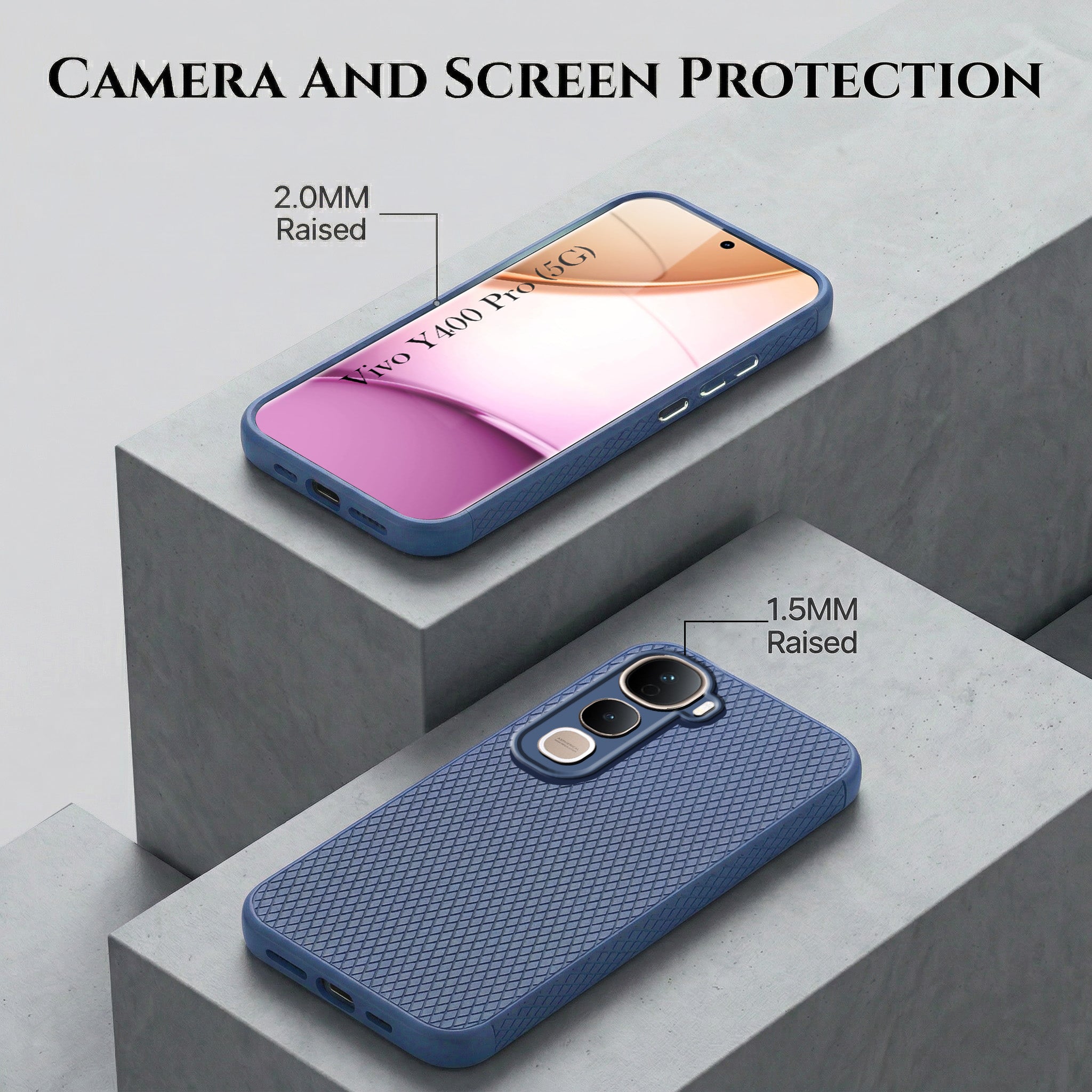 For Vivo Y400 Pro Combo with Back Cover and 9H Tempered Glass (Liquid Silicone | Camera Protection | Oleophobic Coating Screen Glass)