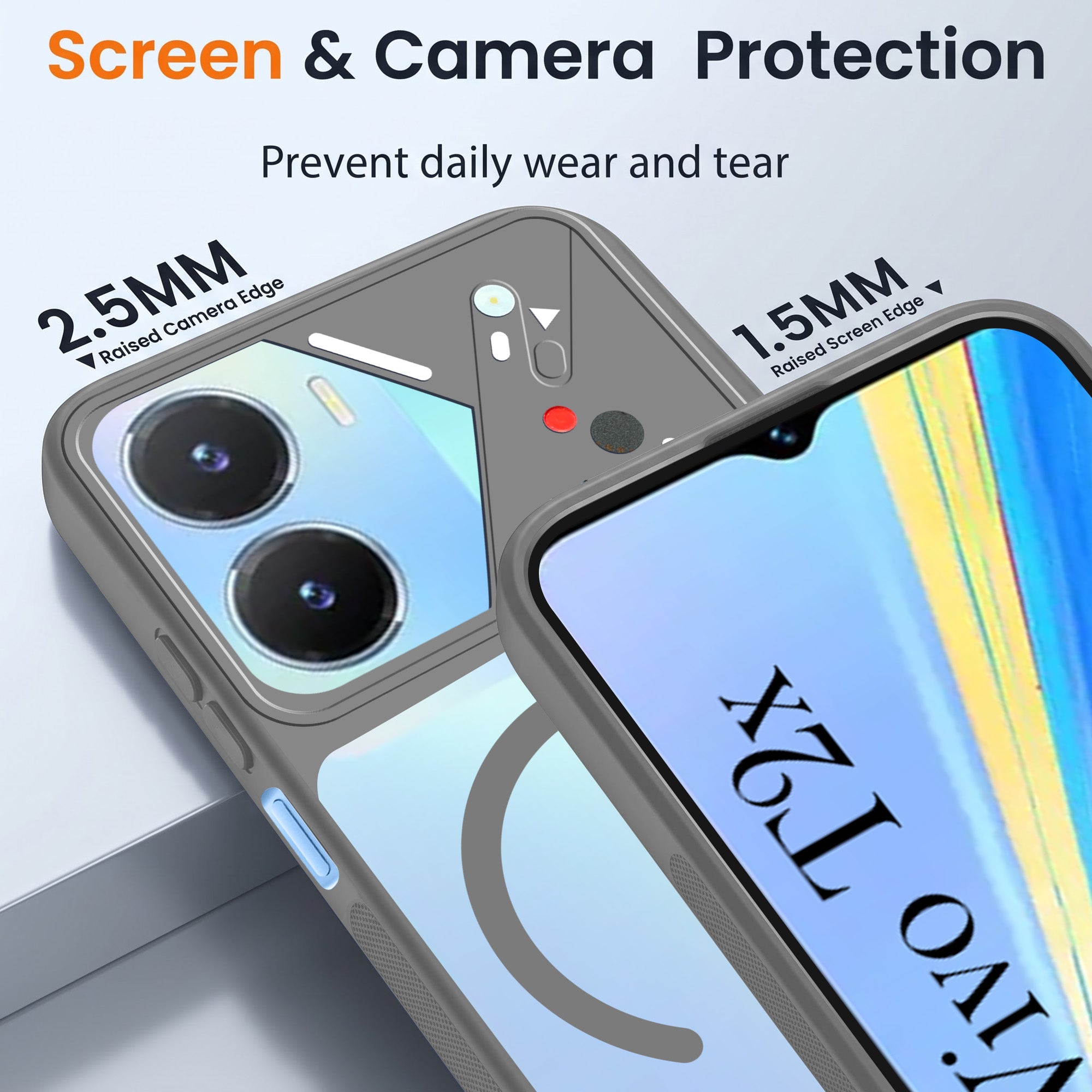 For Vivo T2x Back Cover Case Lifetime Anti-Yellow Clear (Camera Protection | Side Grip | Wireless MagSafe Compatible)