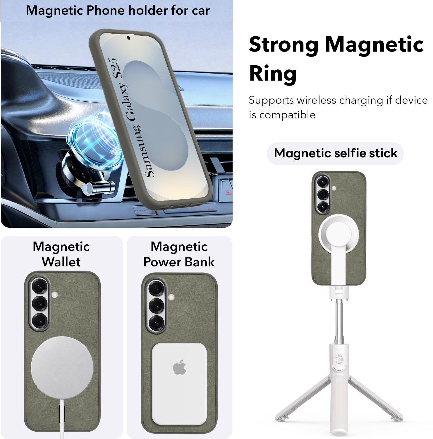 For Samsung Galaxy S25 Back Cover Case (Sleek Leather Finish | MagSafe Compatible Wireless Charging | Camera Bump Protection)