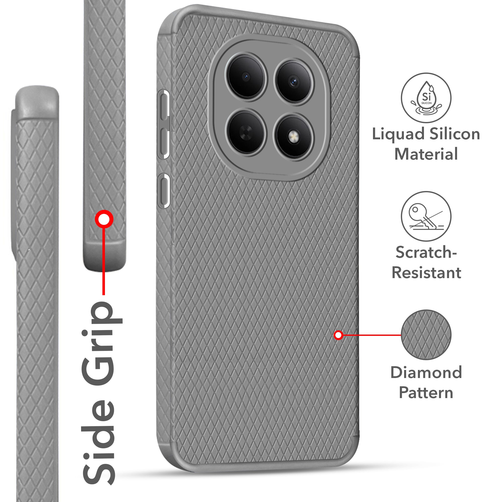 For Poco M8 5G Back Cover Case Liquid Silicone (Camera Protection | Side Grip Texture | Soft and Flexible)