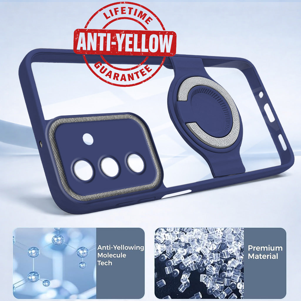 For Samsung Galaxy M36 | Samsung Galaxy F36 Back Cover Case with stand (Built-in Ring Holder Kickstand | Lifetime Anti Yellow | Camera Protection)