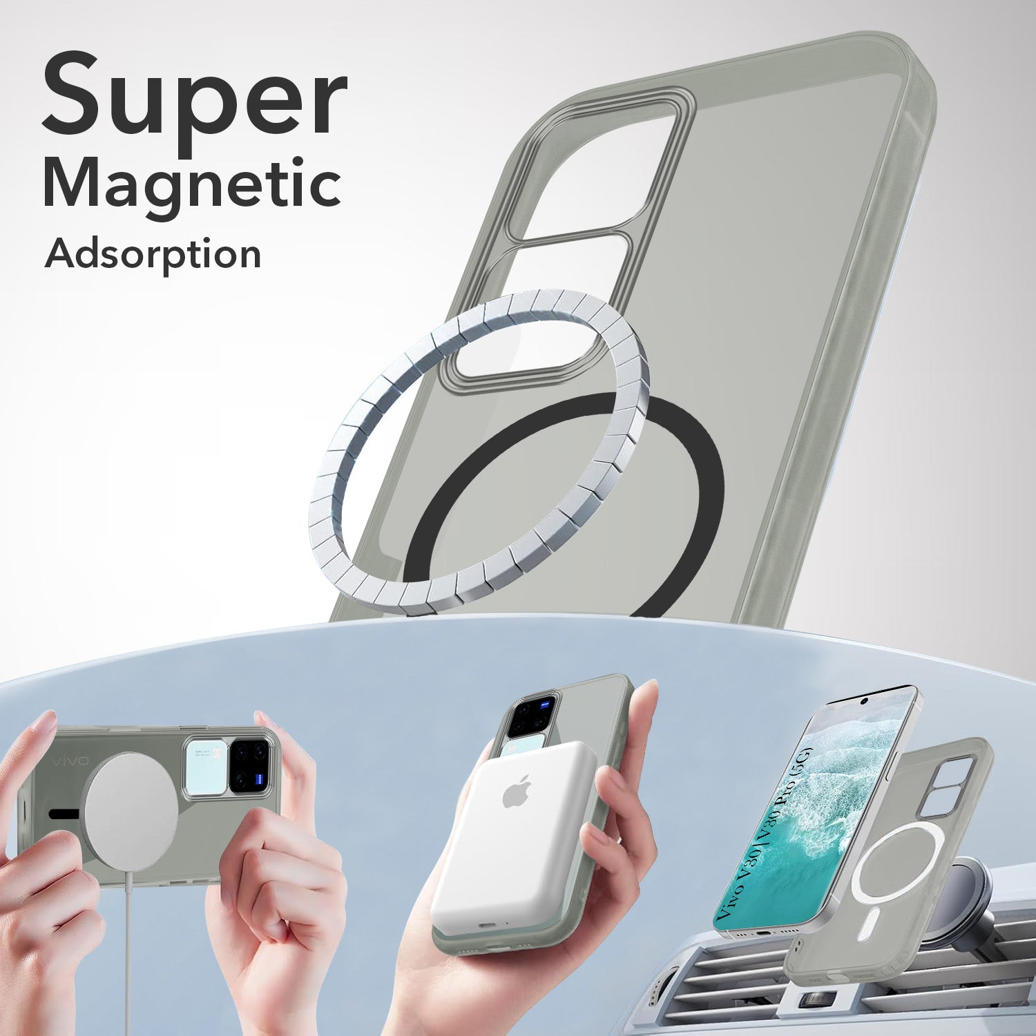 For Vivo V30 | Vivo V30 Pro 5G Back Cover Case Lifetime Anti-Yellow MagSafe Compatible Clear (Sleek Hard Crystal | Shockproof and Camera Protection)