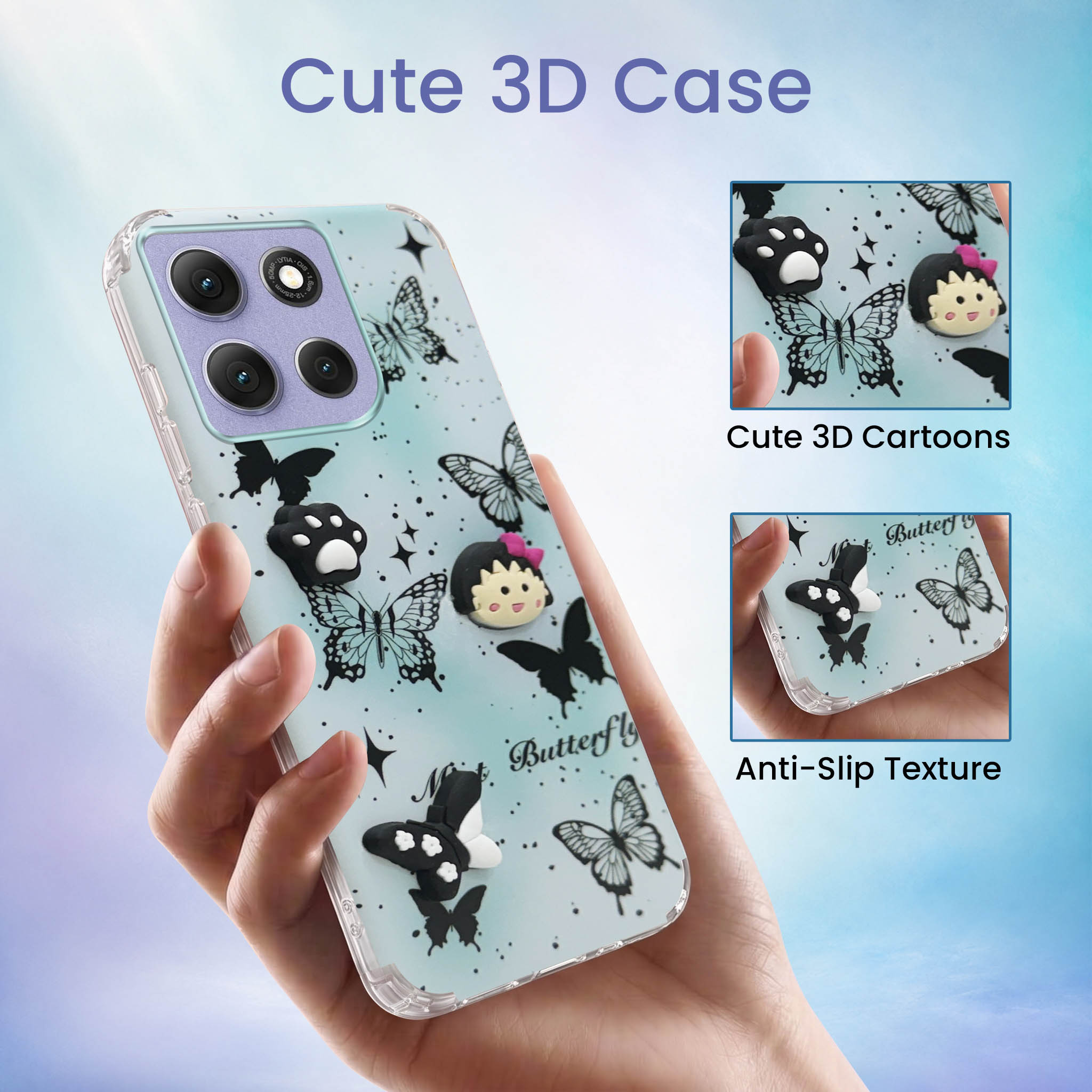 For Motorola Moto G86 Power Back Cover Case (3D Cute Cartoons | Hard Back Side Soft | Matte Premium Finish | HD Printing)