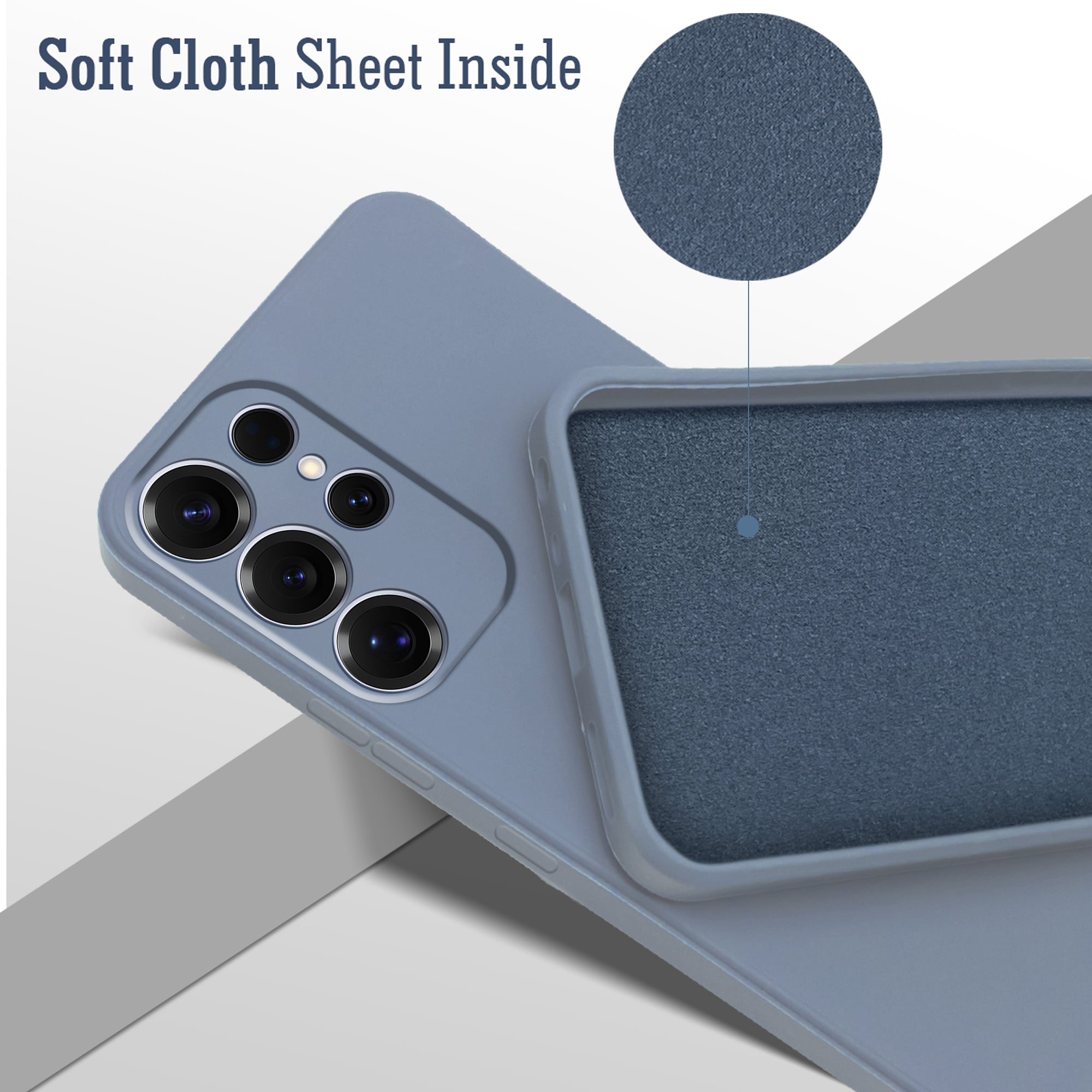For Samsung Galaxy S25 Ultra Back Cover Case ( Matte Finish Silicone with Inside Fiber cloth)