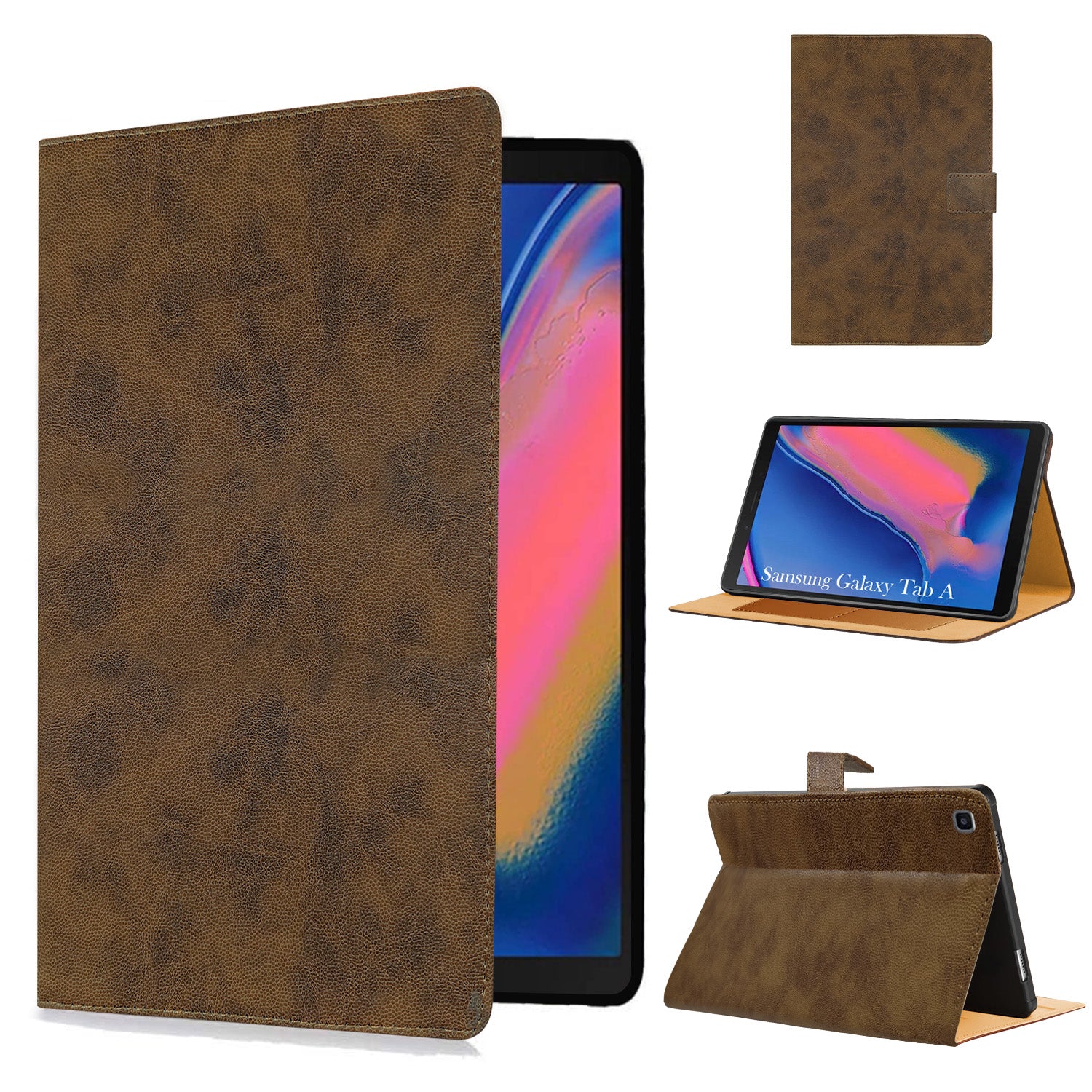 For Samsung Galaxy Tab A 8 Inch SM-T290/T295 Flip Case Cover Folio Cover(PU Matte Leather | Multi-Angle Smart Stand | Card Storage Slots | Silicone Back Pouch)