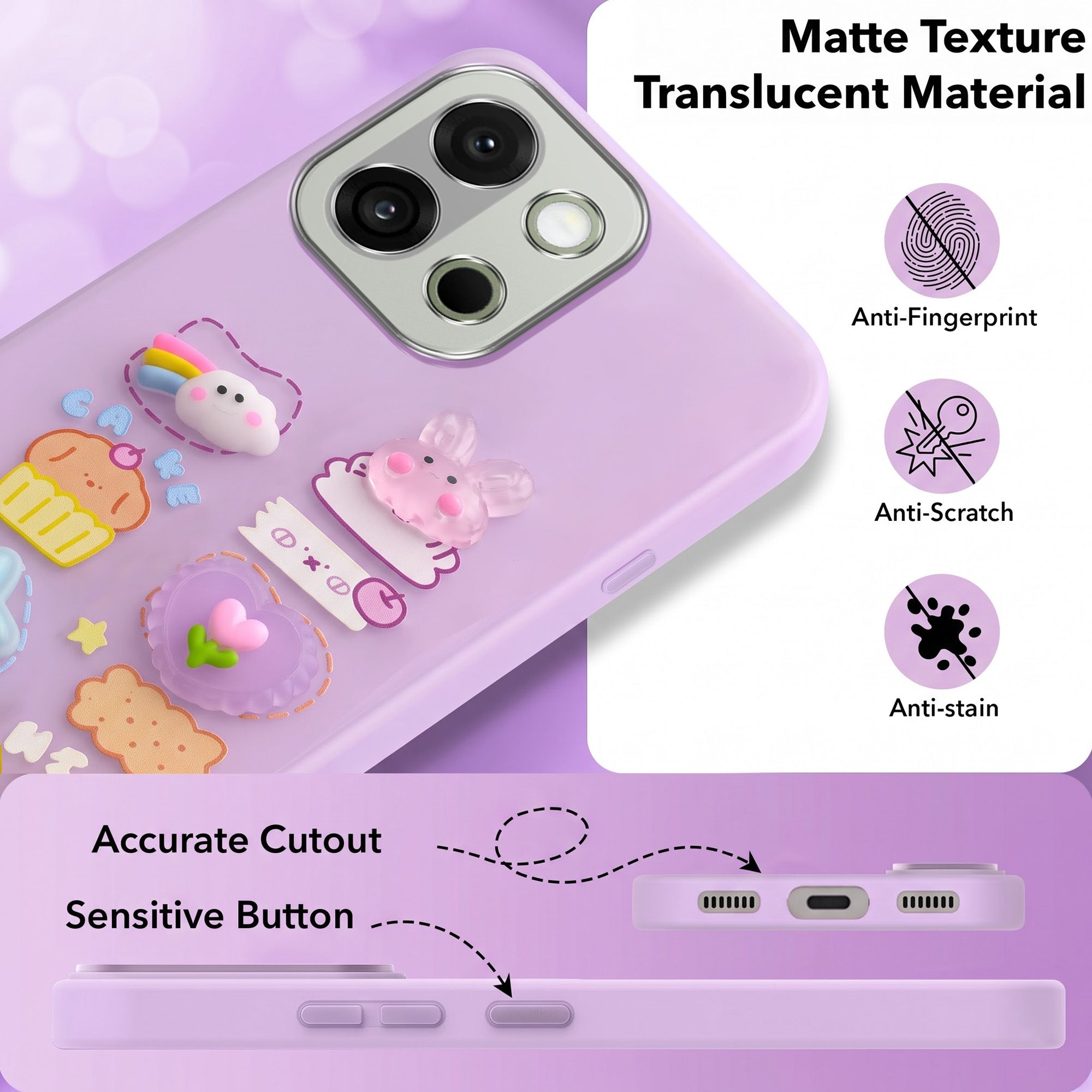 For OnePlus 13S Back Cover Case (3D Cute Cartoons | Hard Back Side Soft | Matte Premium Finish | HD Printing)