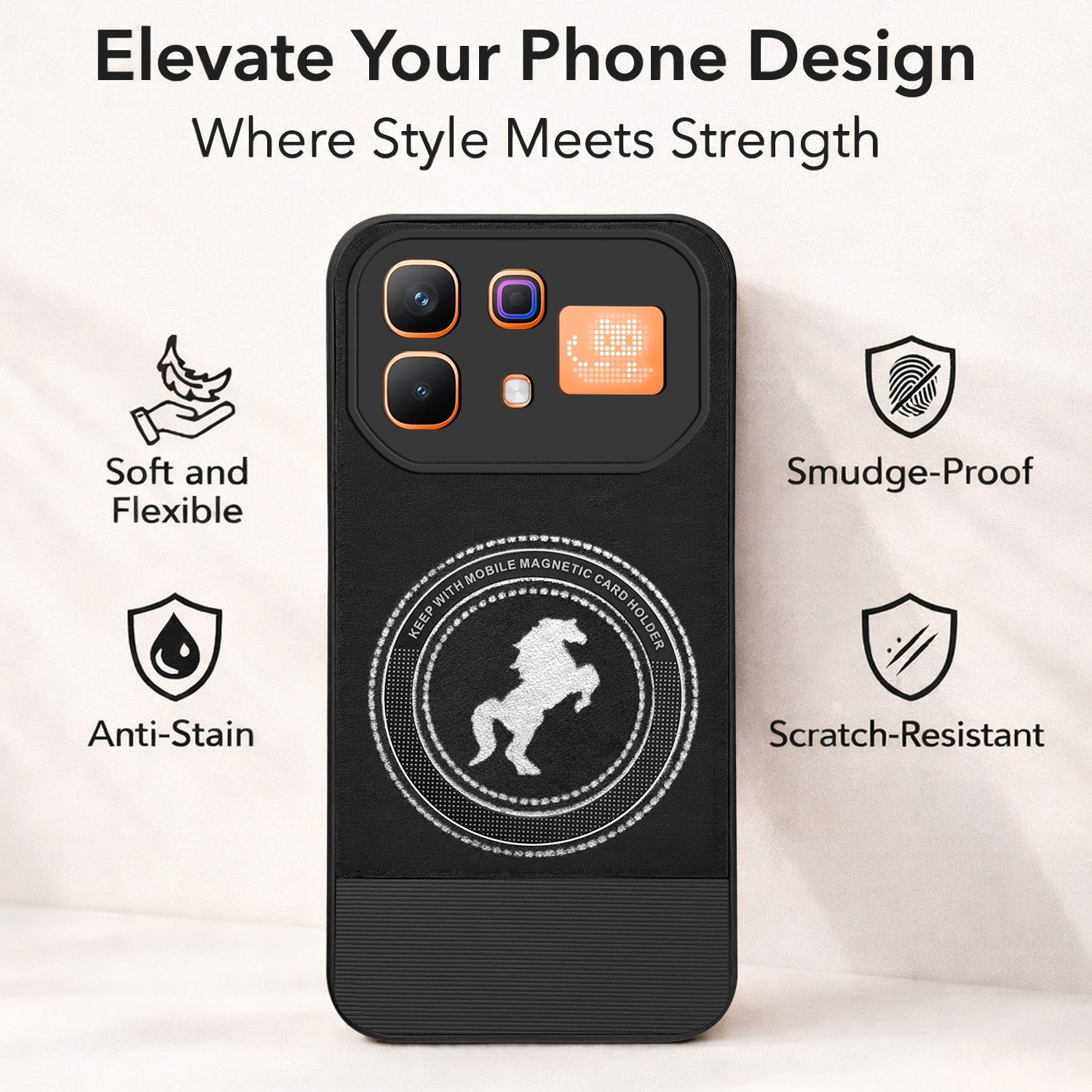 For Infinix Note 60 Pro 5G Back Cover Case PU Leather Finish (Professional Minimalist Texture | MagSafe Compatile | Camera Protection | Sleek Sober Formal)