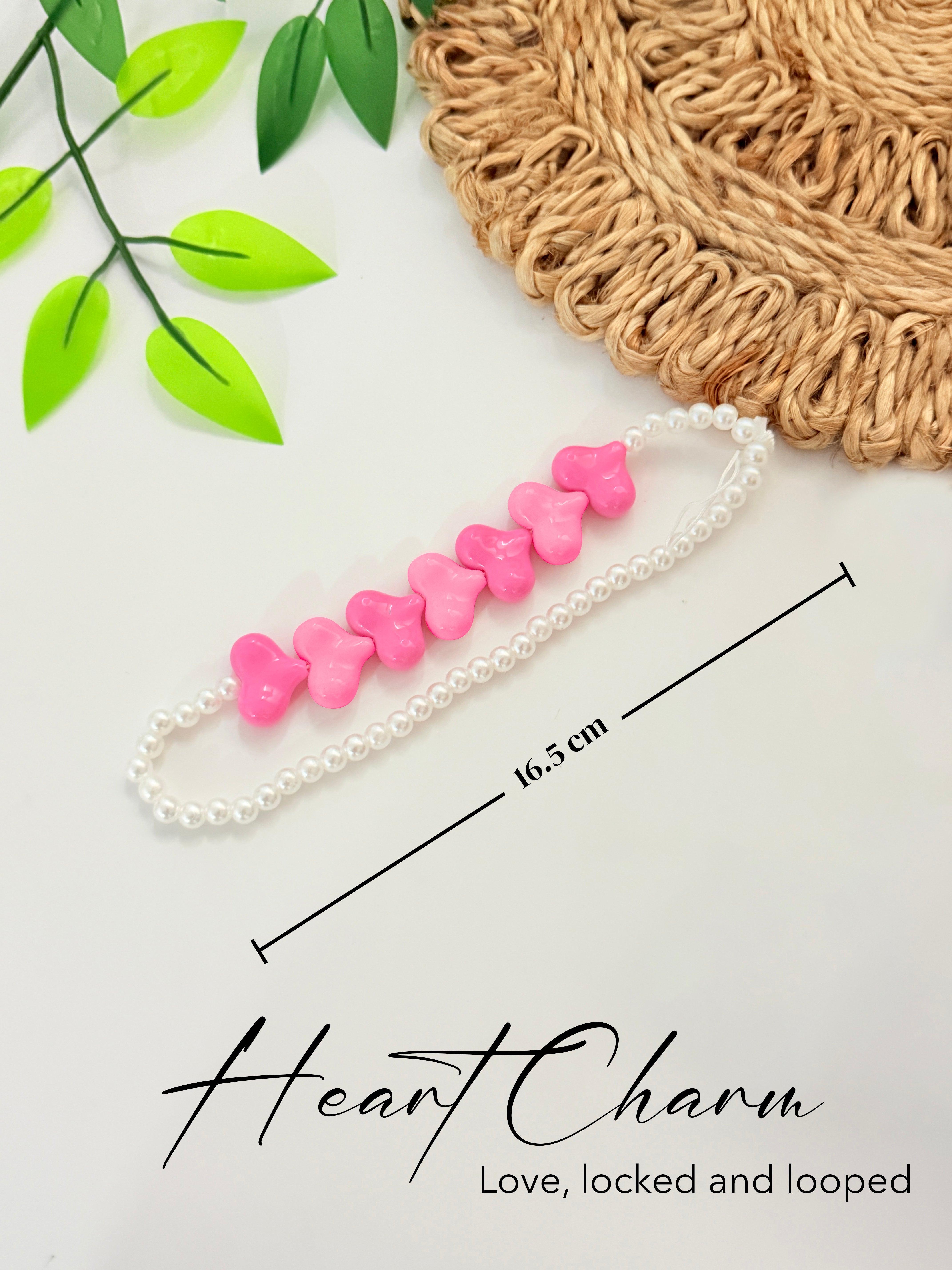 Heart Shape Charms With Small Pearl Beads