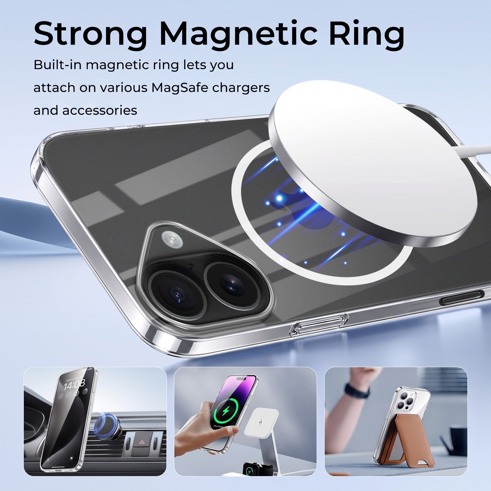For Apple iPhone 16 Back Case Cover Crystal Anti Yellow (Unbreakable PC | MagSafe Wireless Charging Support |Camera Protection Bump)