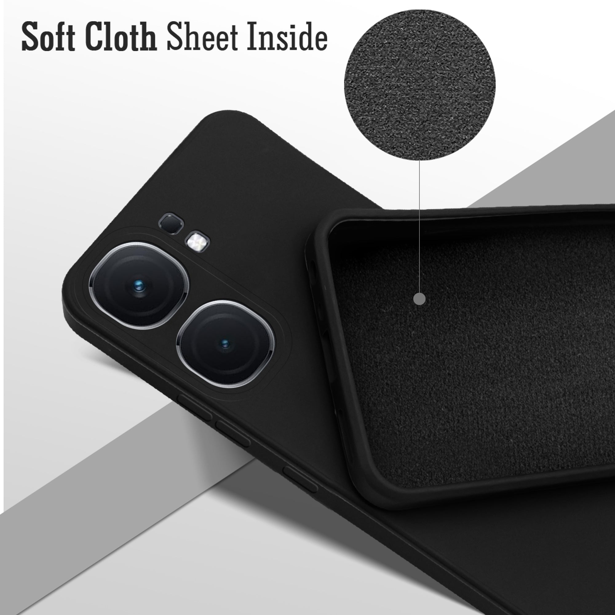 For Vivo IQOO Neo 9 Pro Back Cover Case (Matte Finish Silicone with Inside Fiber cloth)