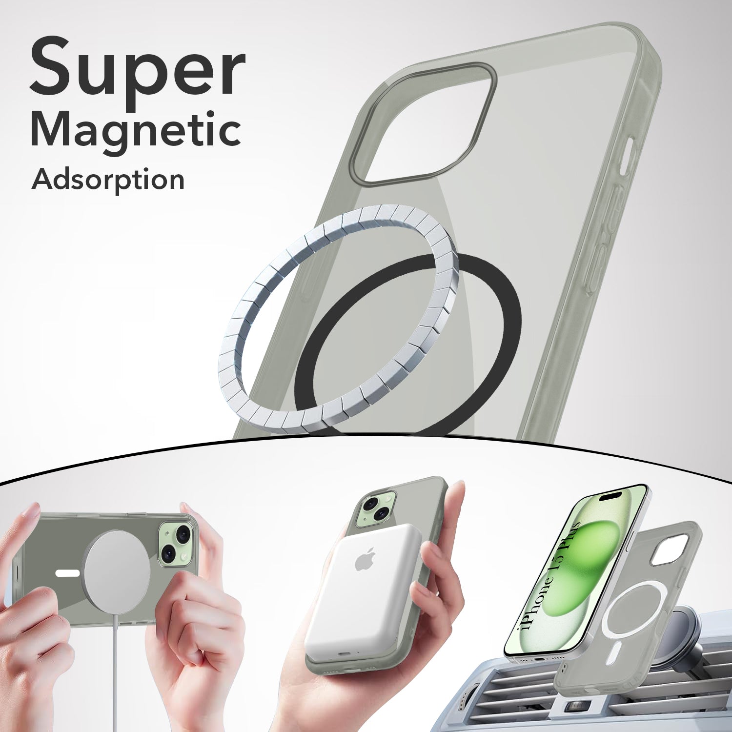 For Apple iPhone 15 Plus Back Case Cover Lifetime Anti-Yellow MagSafe Compatible Clear (Sleek Hard Crystal | Camera Protection and Shockproof)