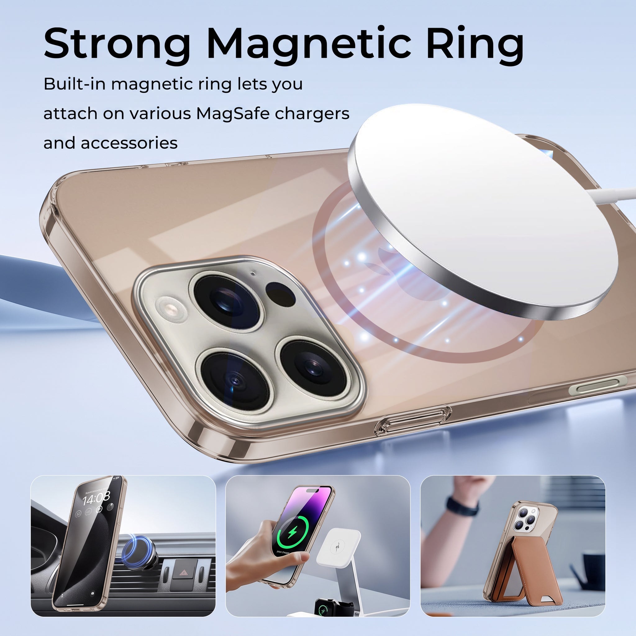 For iPhone 16 Pro Max Back Case Cover Crystal Anti Yellow (Unbreakable PC | MagSafe Wireless Charging Support |Camera Protection Bump)