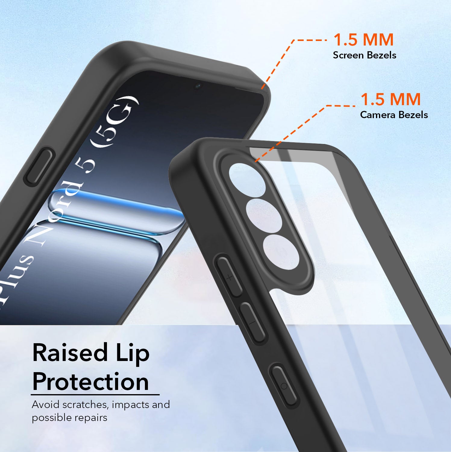 For Oneplus Nord 5 Combo with Back Cover and 9H Tempered Glass (Lifetime Anti-Yellow | Crystal Clear Shockproof | Oleophobic Coating Screen Glass)