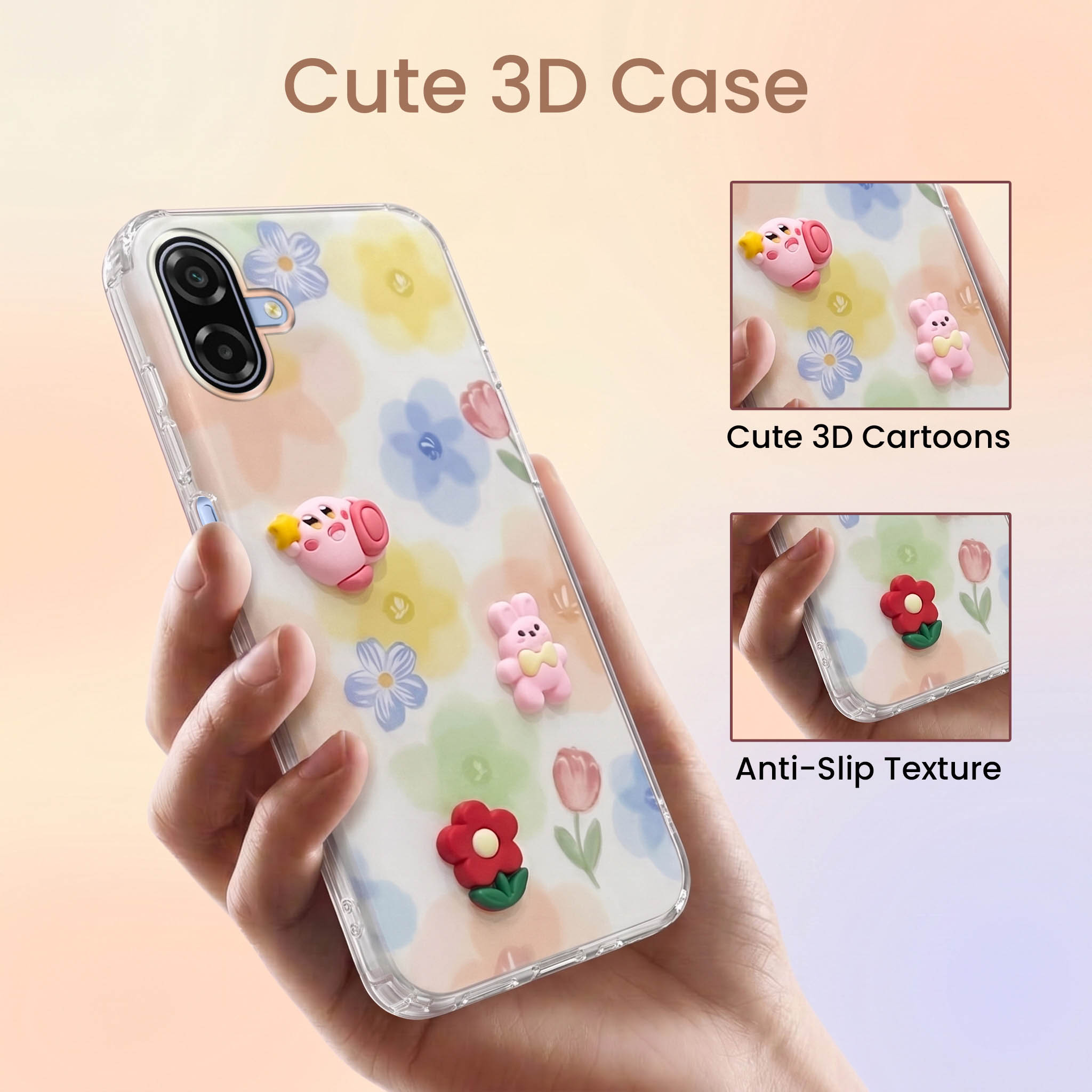 For Samsung Galaxy A07 5G | F70e 5G Back Cover Case (3D Cute Cartoons | Hard Back Side Soft | Matte Premium Finish | HD Printing)