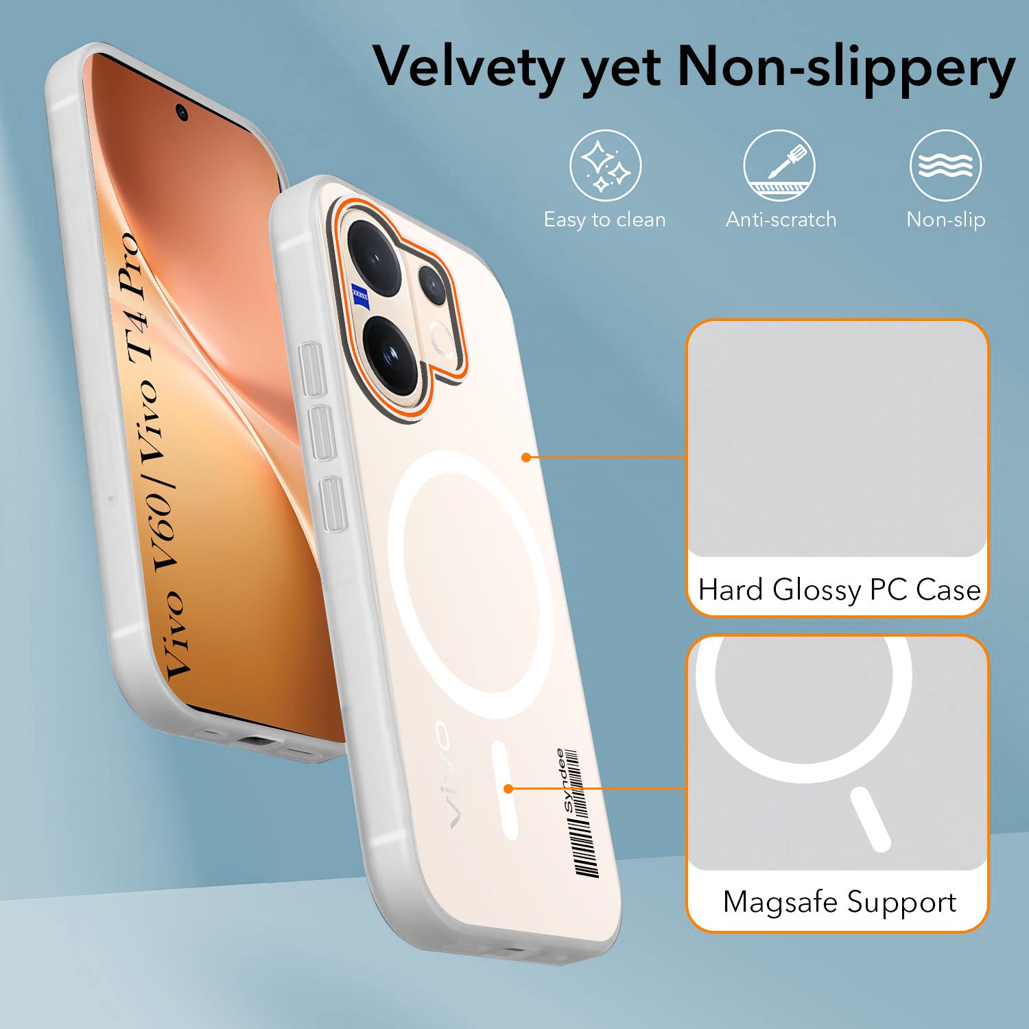 For Vivo V60 | Vivo T4 Pro Back Cover Case (Soft Touch | Camera Bump Protection | MagSafe Compatible | Matte Finish)