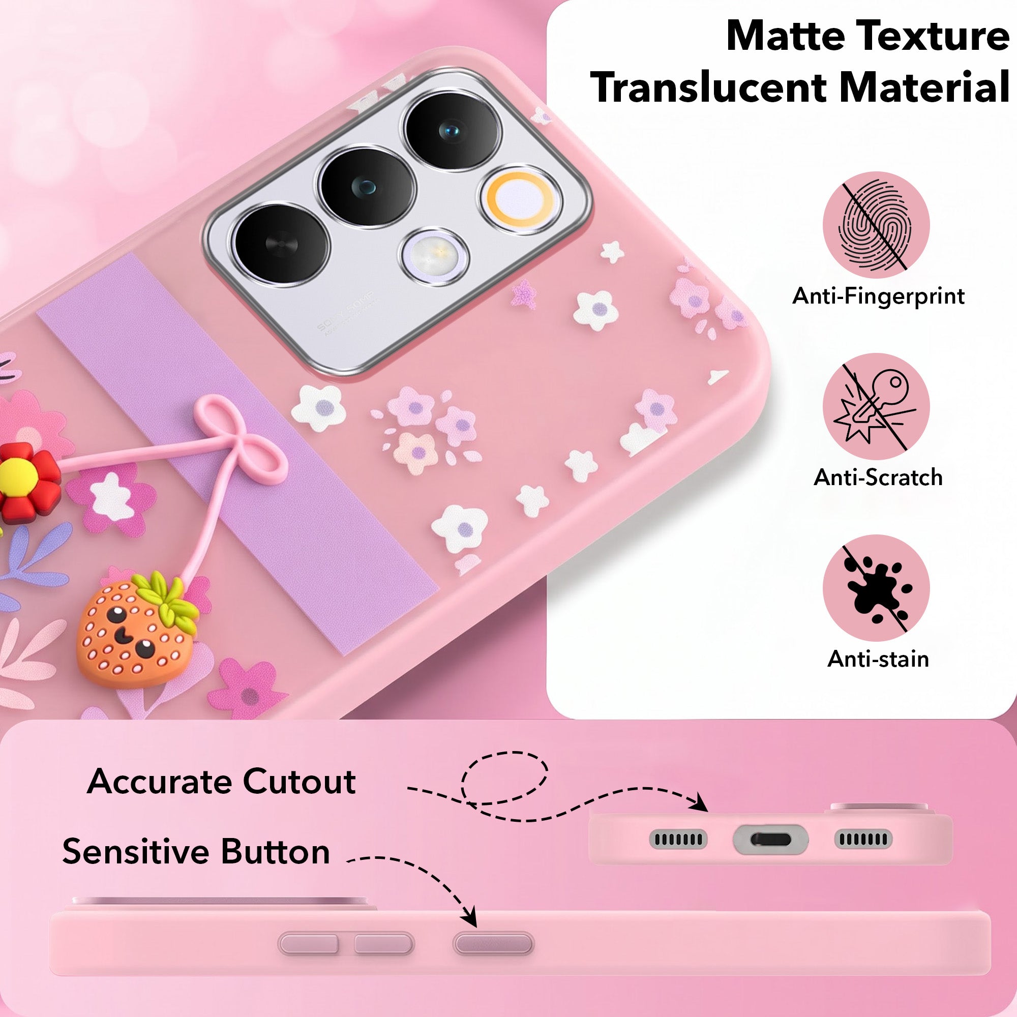 For Realme C85 5G | Realme Narzo 90x Back Cover Case (3D Cute Cartoons | Hard Back Side Soft | atte Premium Finish | HD Printing)