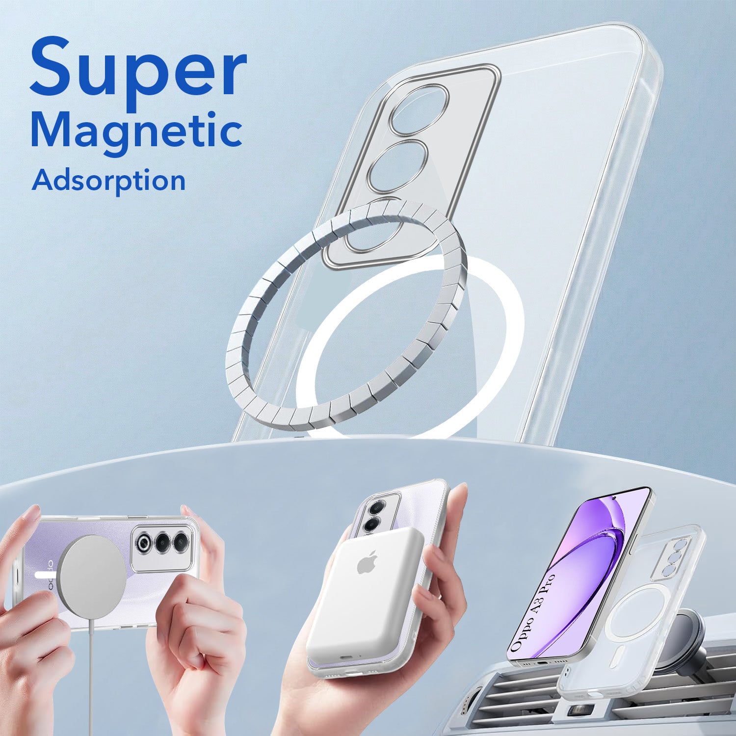 For Oppo A3 Pro 5G Back Cover Case Lifetime Anti-Yellow MagSafe Compatible Clear (Sleek Hard Crystal | Shockproof and Camera Protection)