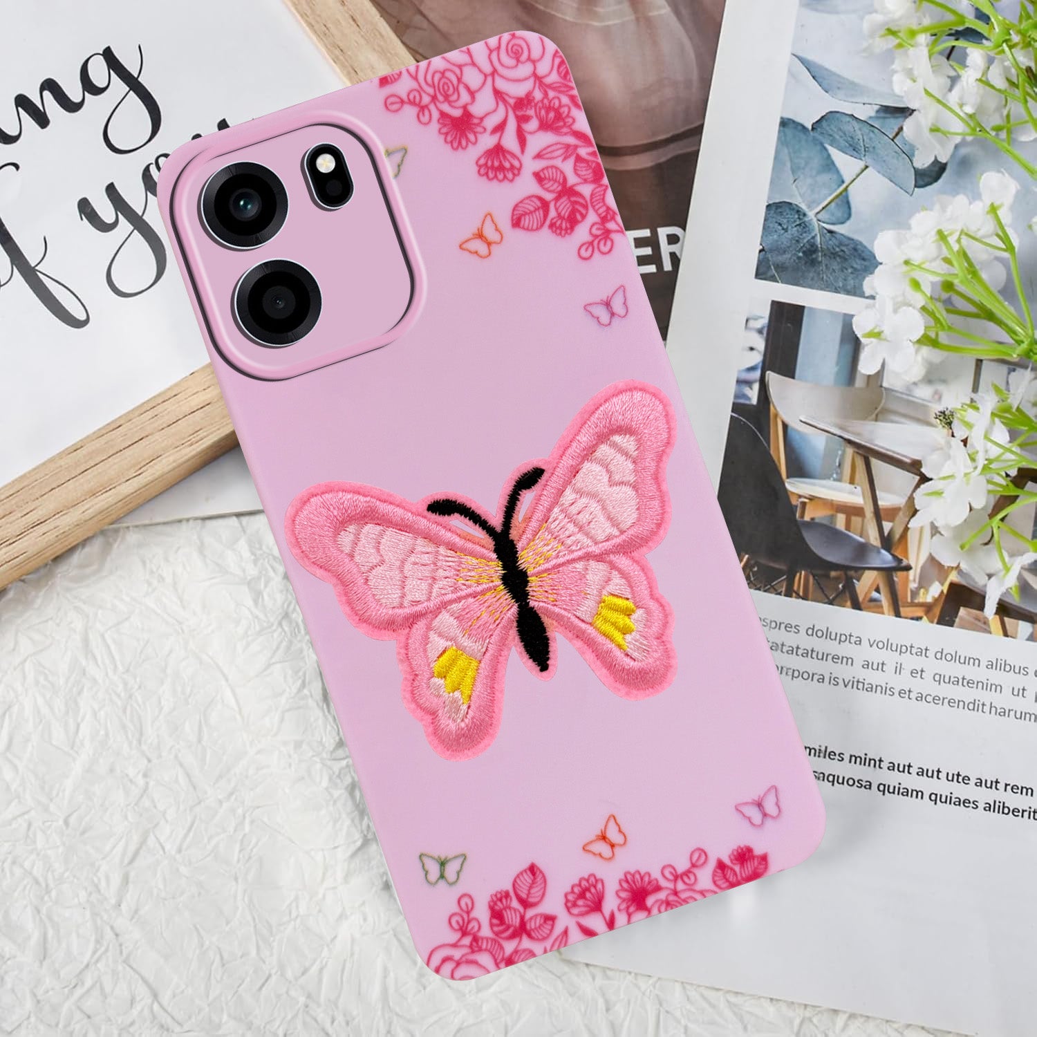 For Oneplus Nord CE 6 Back Cover Case (Soft Butterfly Embroidery | Women Teen Girls | Camera Protection| Matte Silicone)