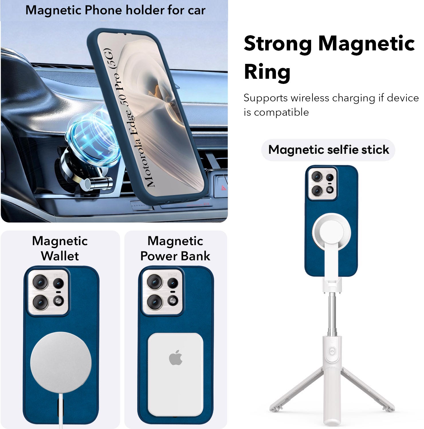 For Motorola Moto Edge 50 Pro Back Cover Case Leather Finish(MagSafe Compatible Wireless Charging | Soft Touch | Camera Bump Protection)