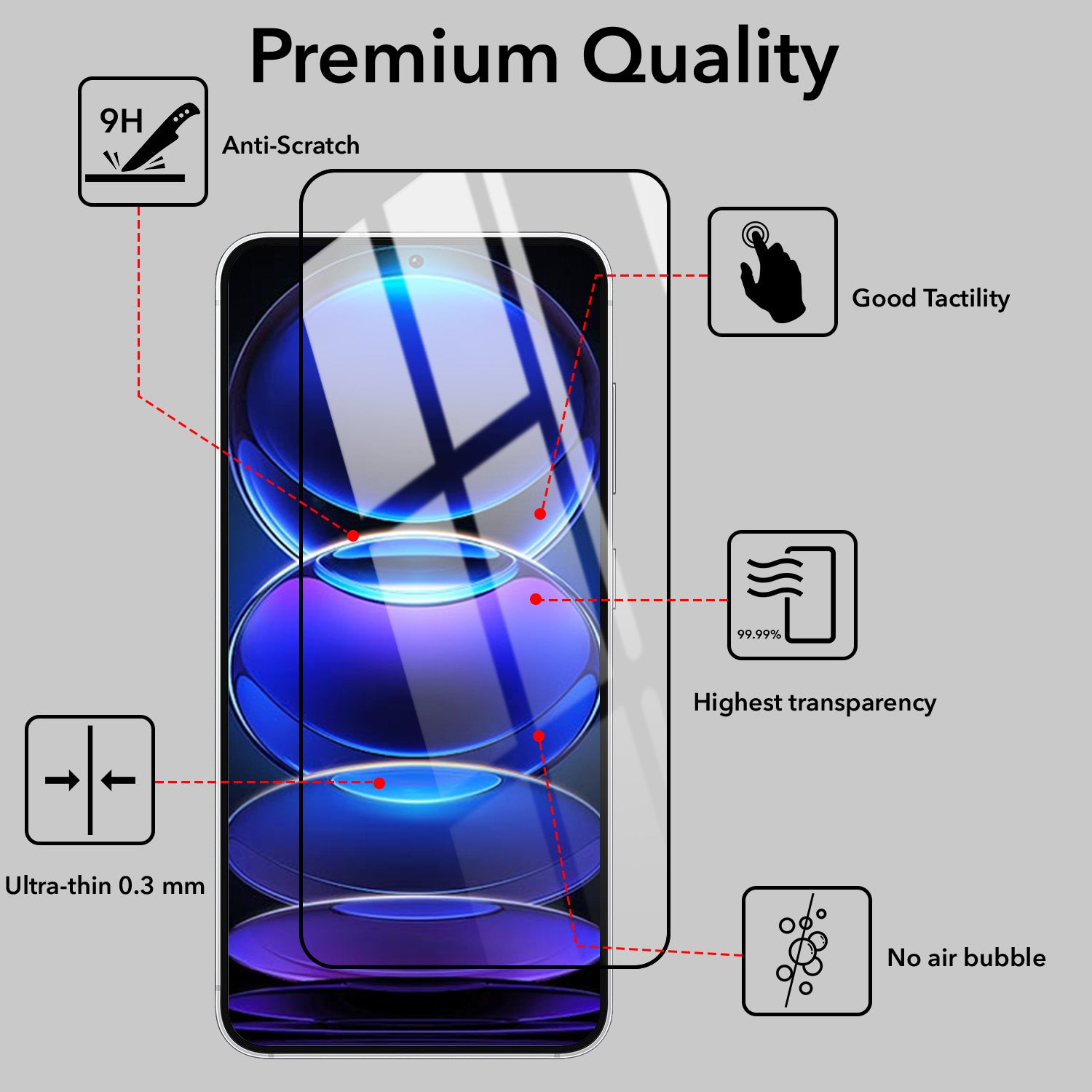 (Pack of 2) Tempered Glass For Redmi Note 12 Pro Plus Military-Grade Gorilla Screen Protector With Installation Kit | Shatterproof, Full Coverage, HD Clear, Scratch Resistant