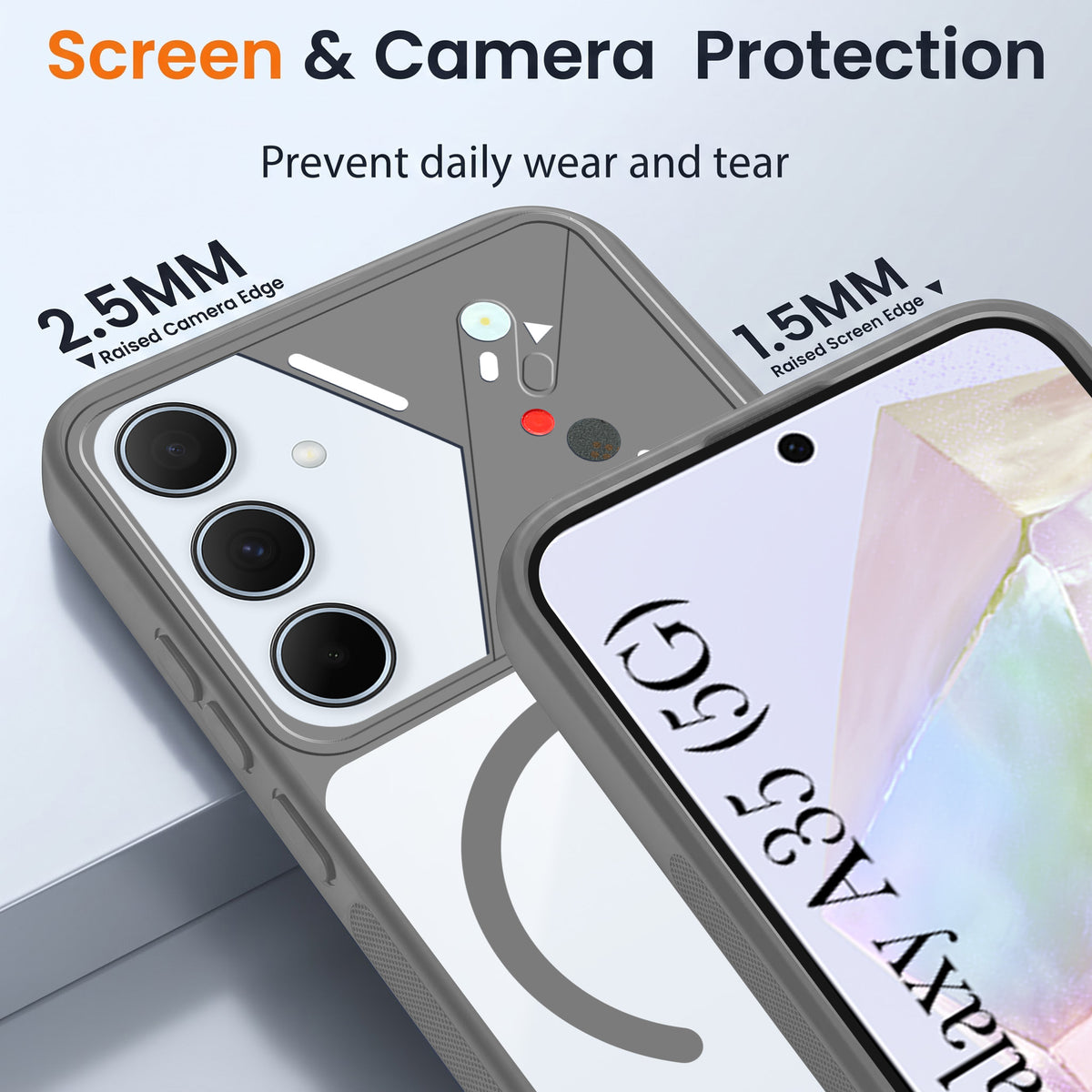 For Samsung Galaxy A35 5G Back Cover Case Lifetime Anti-Yellow Clear (Camera Protection | Side Grip | Wireless MagSafe Compatible)