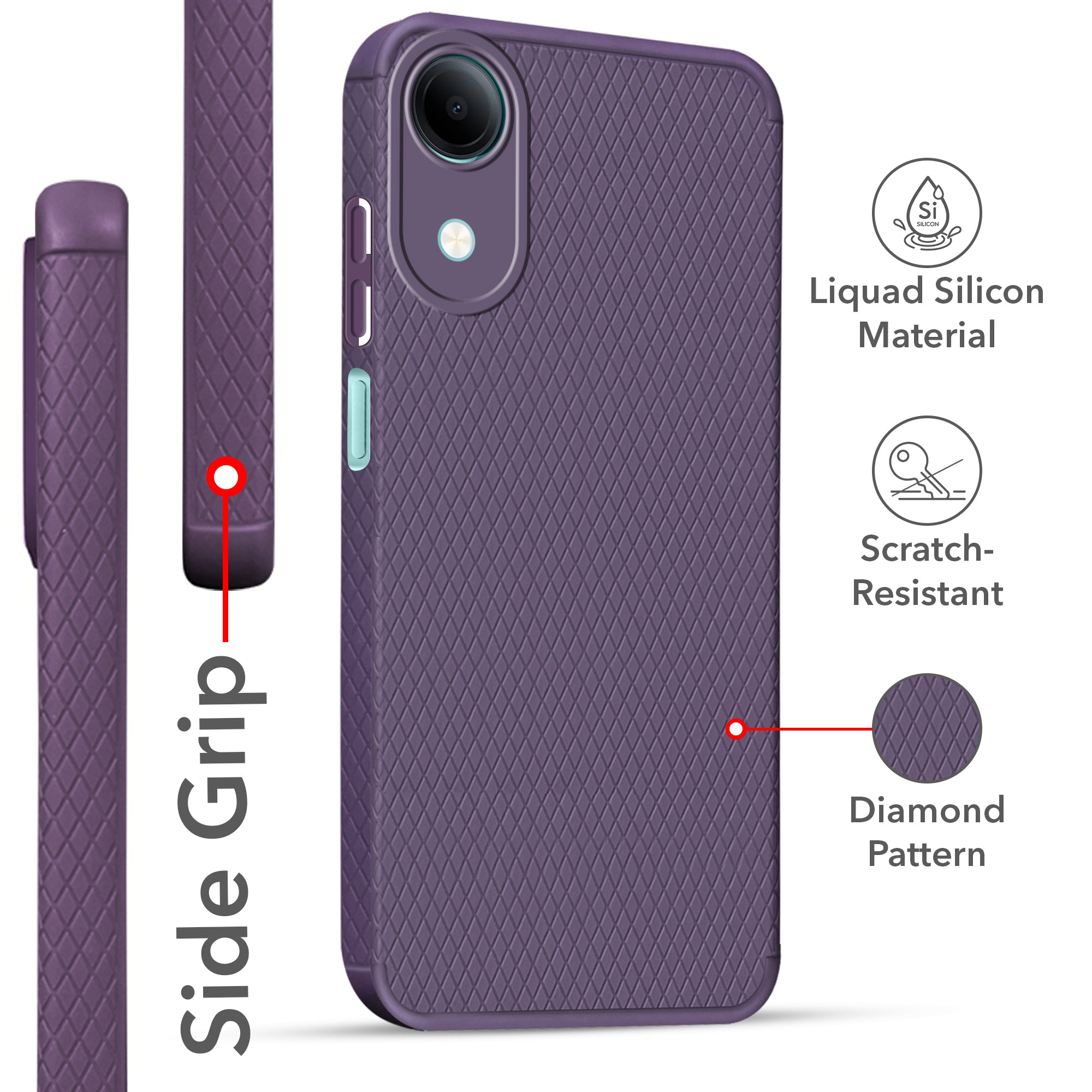 For Vivo T5e 4G Back Cover Case Liquid Silicone (Camera Protection | Side Grip Texture | Soft and Flexible)