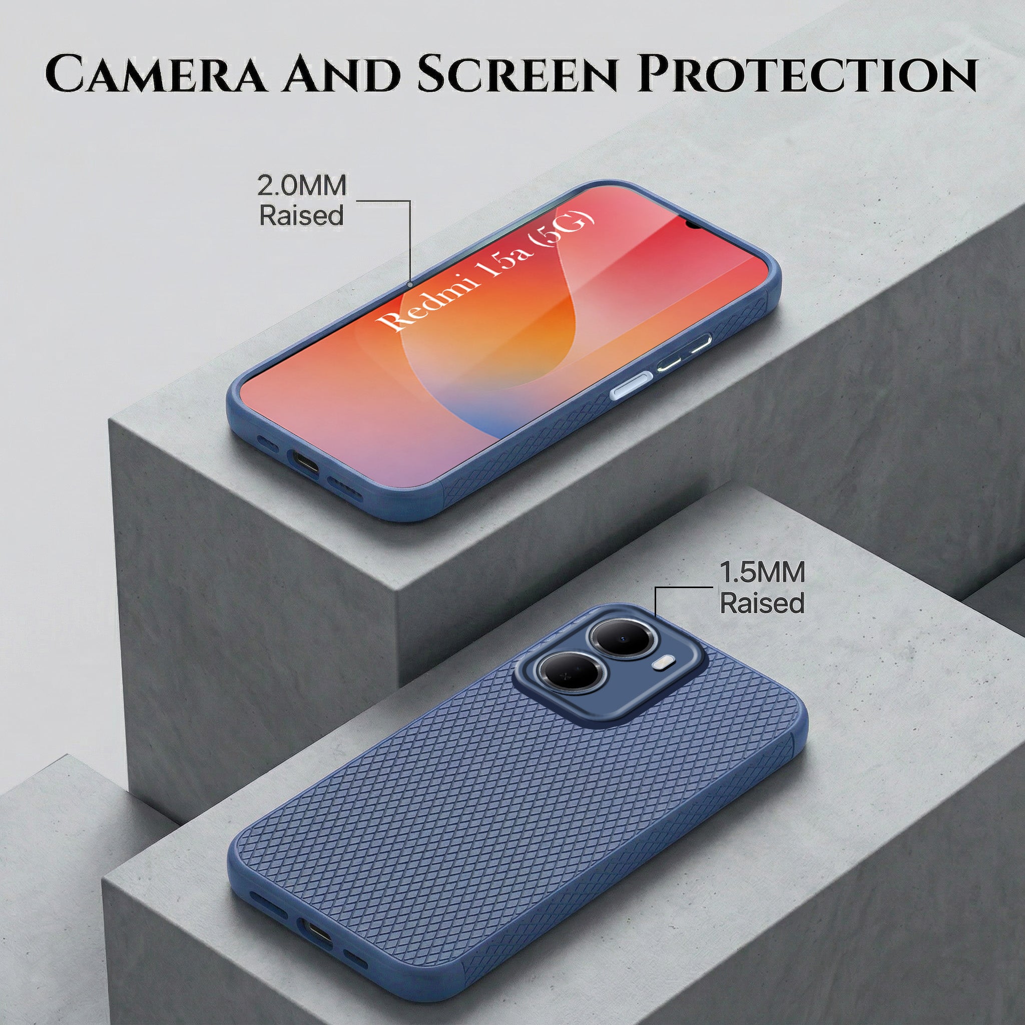 For Redmi 15A 5G Combo with Back Cover and 9H Tempered Glass (Liquid Silicone | Camera Protection | Oleophobic Coating Screen Glass)