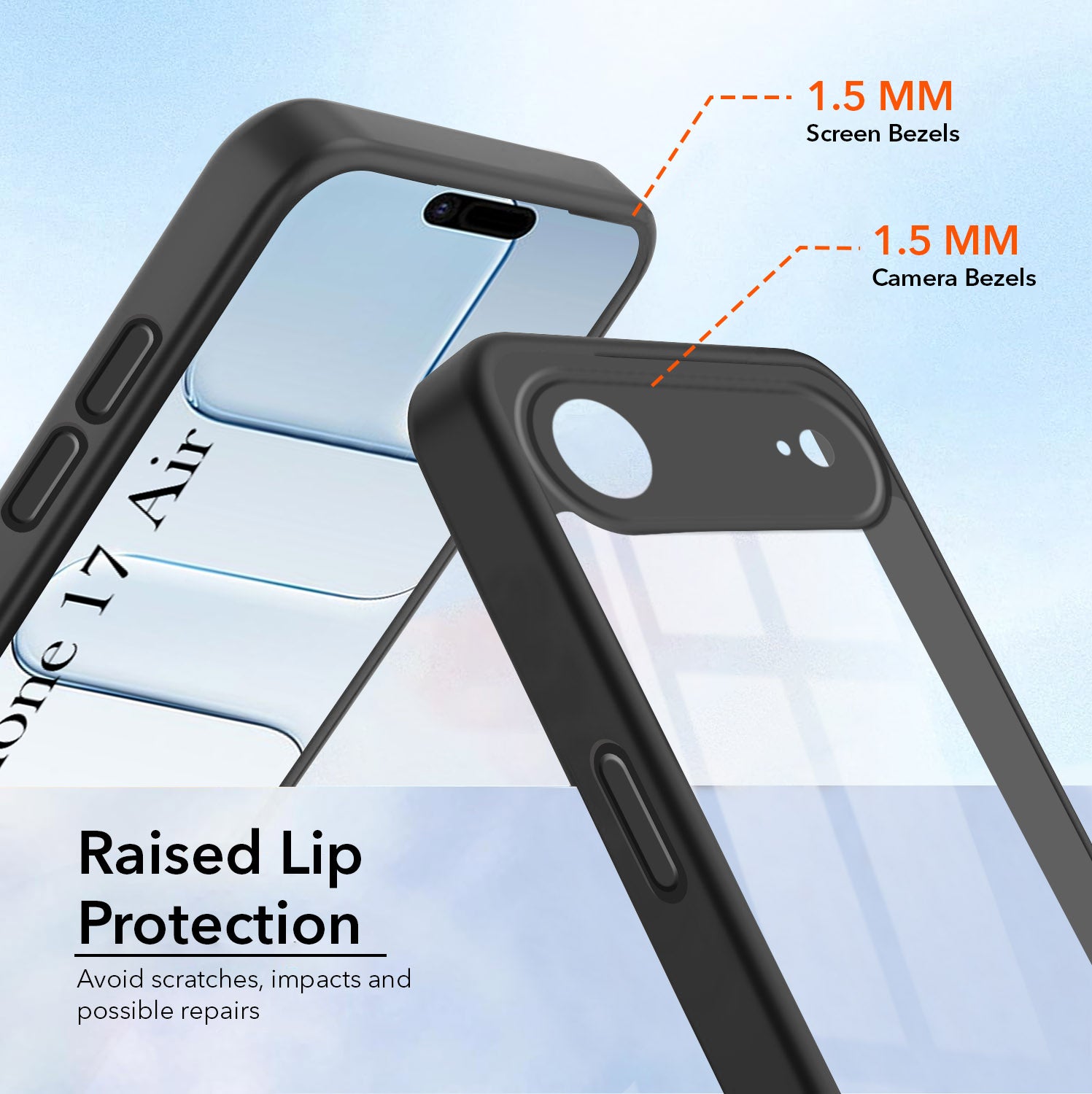 For Apple iPhone 17 Air Combo with Back Cover and 9H Tempered Glass (Lifetime Anti-Yellow | Crystal Clear Shockproof | Oleophobic Coating Screen Glass)