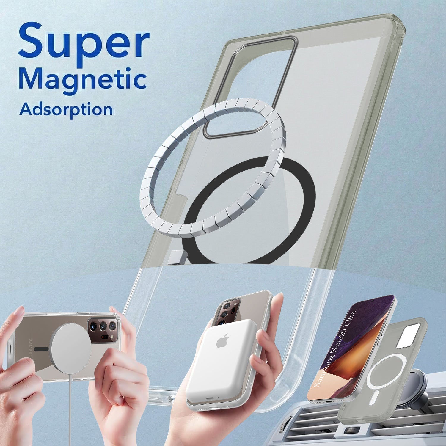 For Samsung Galaxy Note 20 Ultra 5G Back Cover Case Lifetime Anti-Yellow MagSafe Compatible Clear (Sleek Hard Crystal | Shockproof and Camera Protection)