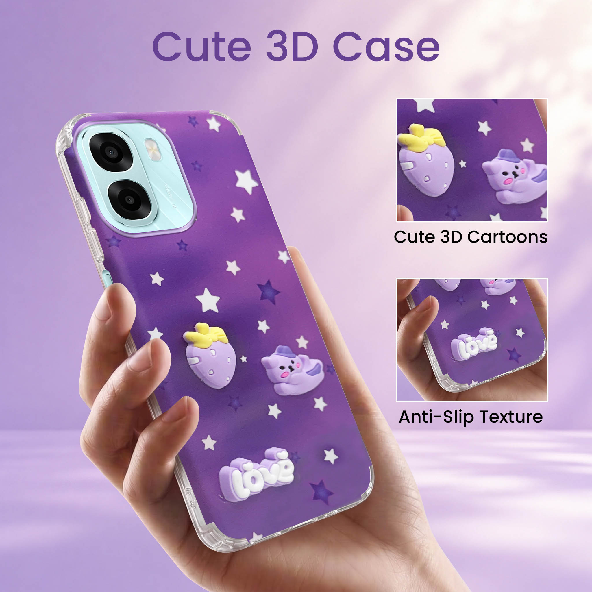 For Oppo A6X | Oppo A6S Back Cover Case (3D Cute Cartoons | Hard Back Side Soft | Matte Premium Finish | HD Printing)