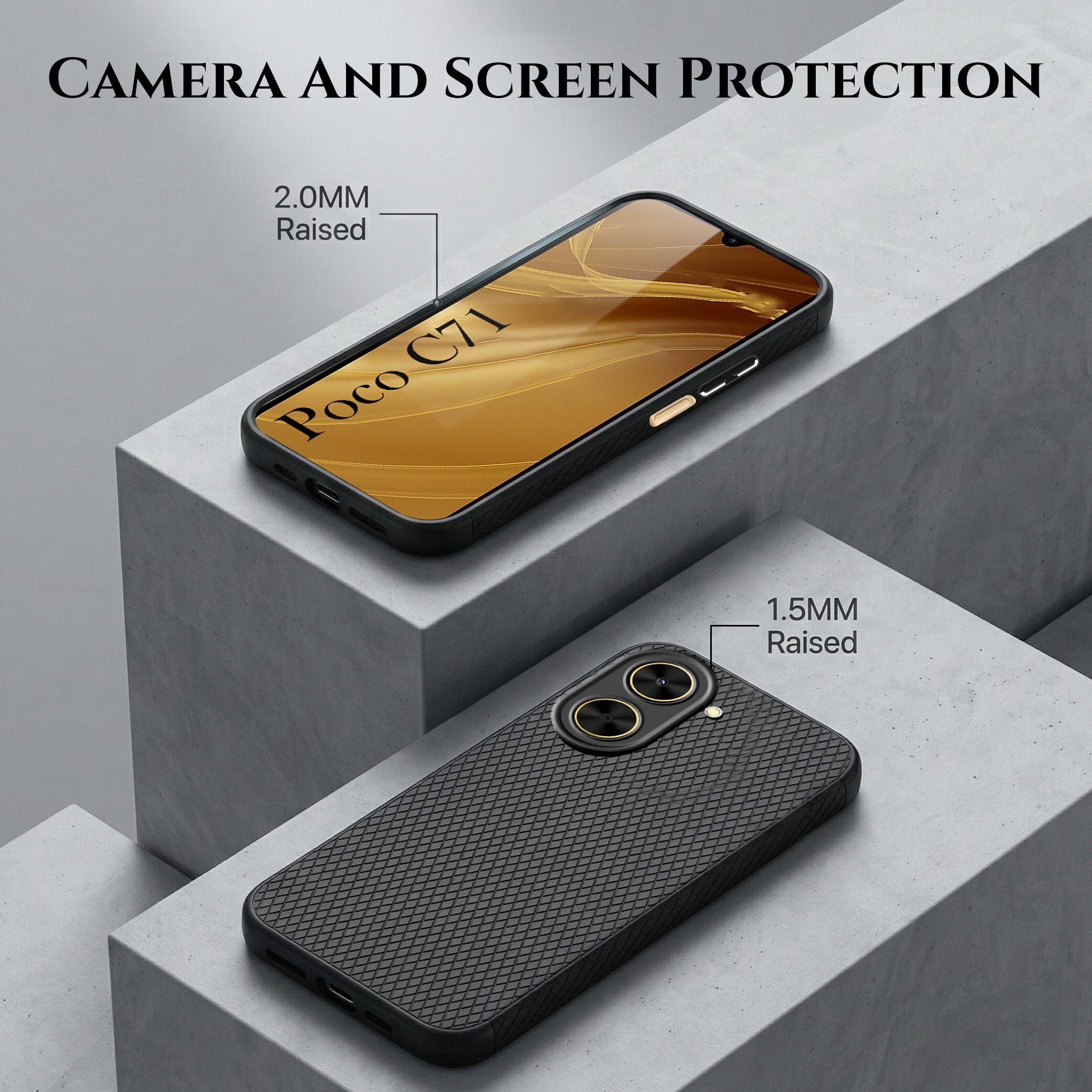 For Poco C71 Combo with Back Cover and 9H Tempered Glass (Liquid Silicone | Camera Protection | Oleophobic Coating Screen Glass) (Copy)