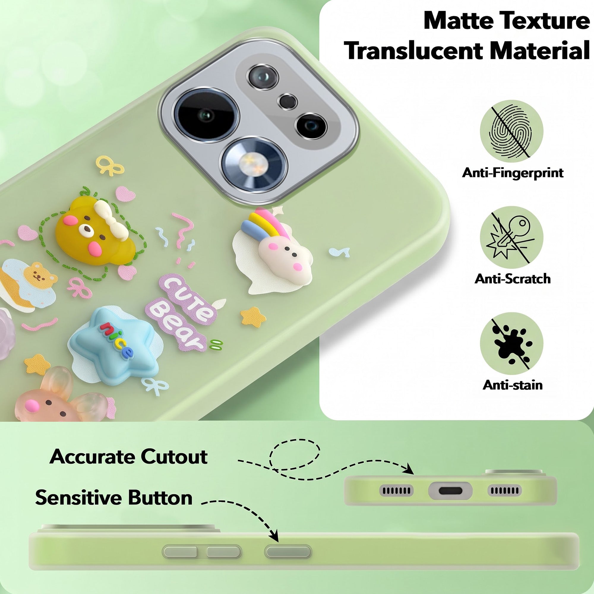 For Realme 16 Pro Back Cover Case (3D Cute Cartoons | Hard Back Side Soft | Matte Premium Finish | HD Printing)