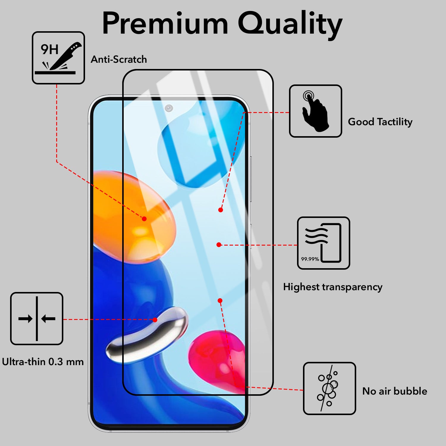 (Pack of 2) Tempered Glass For Redmi Note 11 | Note 11S Military-Grade Gorilla Screen Protector With Installation Kit | Shatterproof, Full Coverage, HD Clear, Scratch Resistant