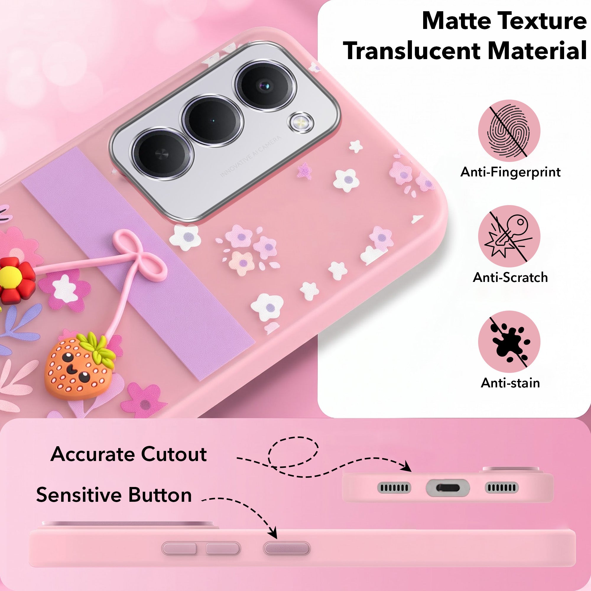 For Redmi 15 Back Cover Case (3D Cute Cartoons | Hard Back Side Soft | Matte Premium Finish | HD Printing)