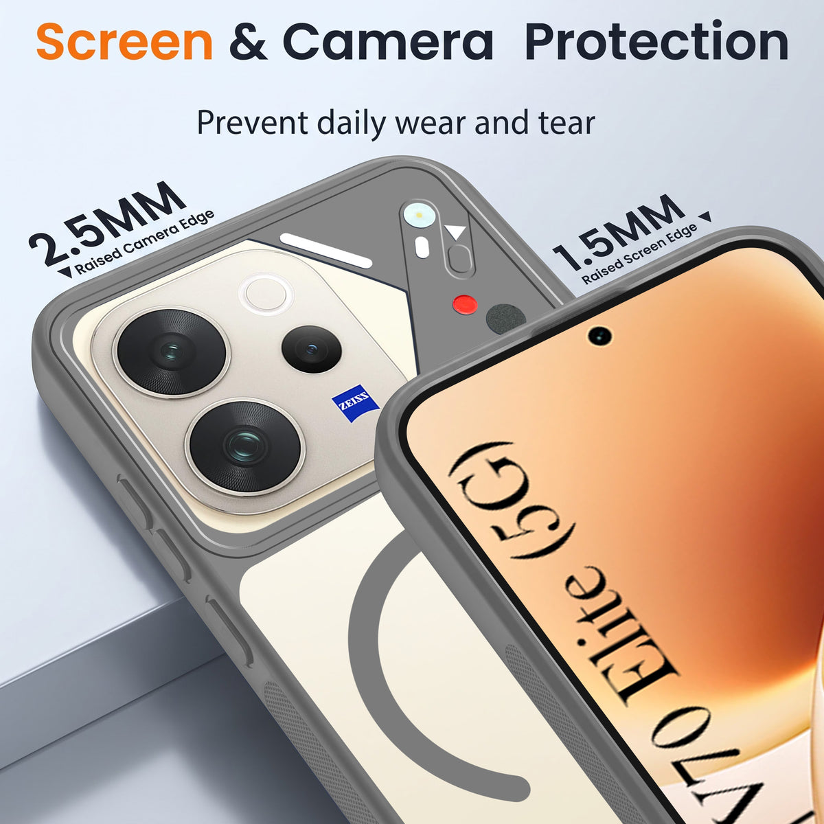 For Vivo V70 | Vivo V70 Elite 5G Back Cover Case Lifetime Anti-Yellow Clear (Camera Protection | Side Grip | Wireless MagSafe Compatible)