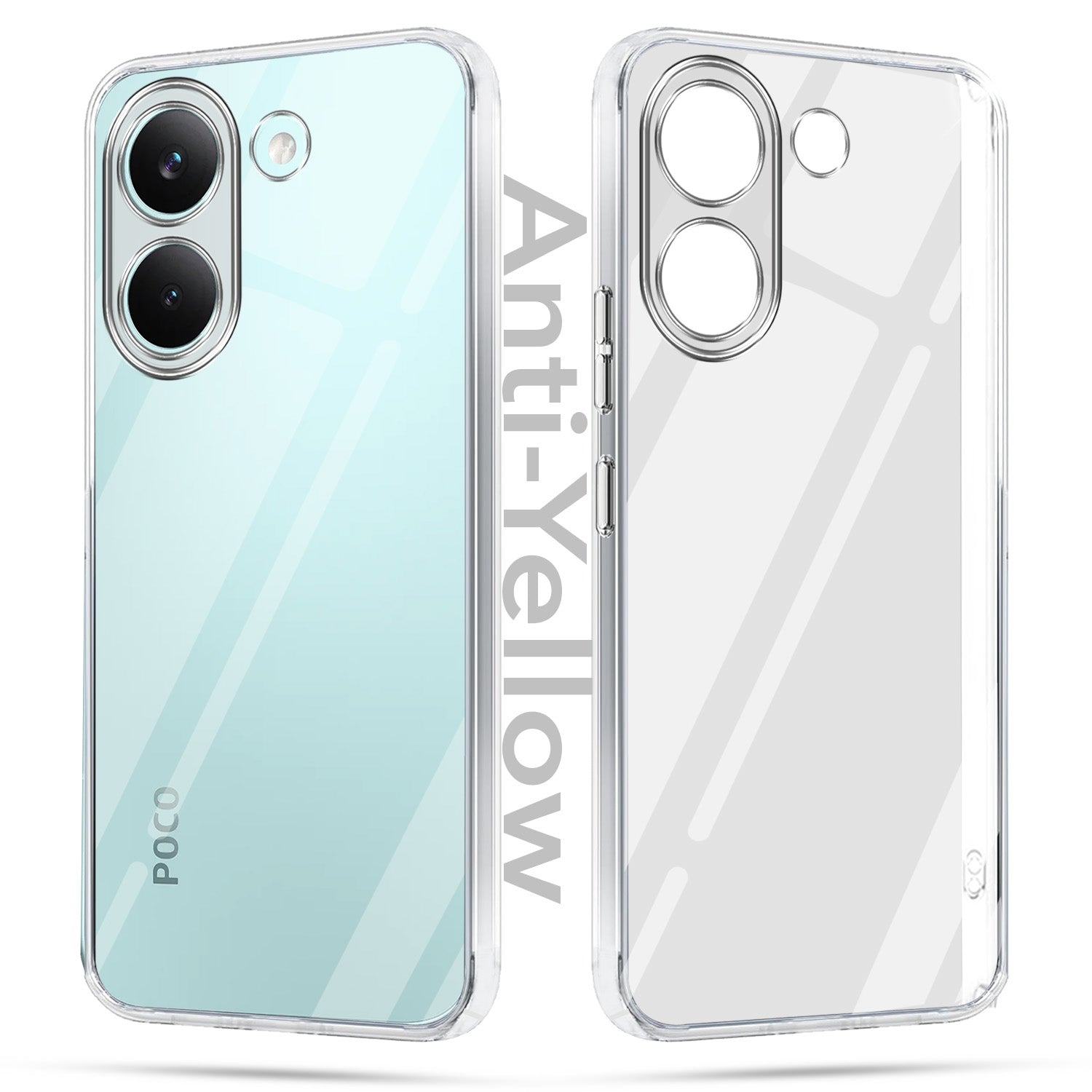For Poco X8 Pro Combo with Back Cover and 9H Tempered Glass (Lifetime Anti-Yellow | Sleek Hard Crystal | Oleophobic Coating Screen Glass)