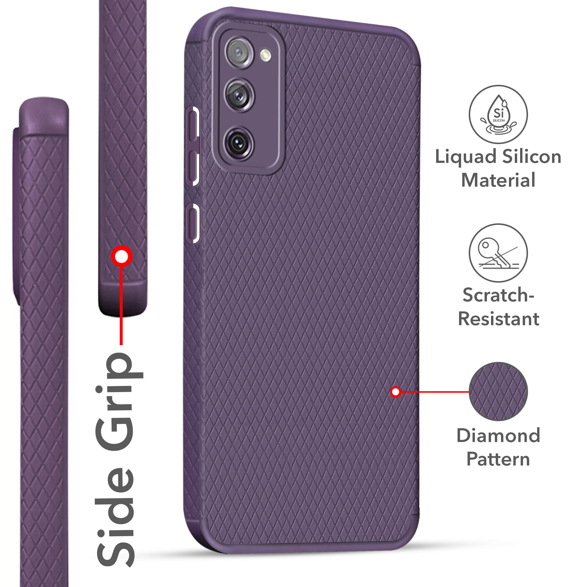 For Samsung Galaxy S20 FE 4G | S20 FE 5G Back Cover Case (Liquid Silicone | Side Grip | Camera Protection)