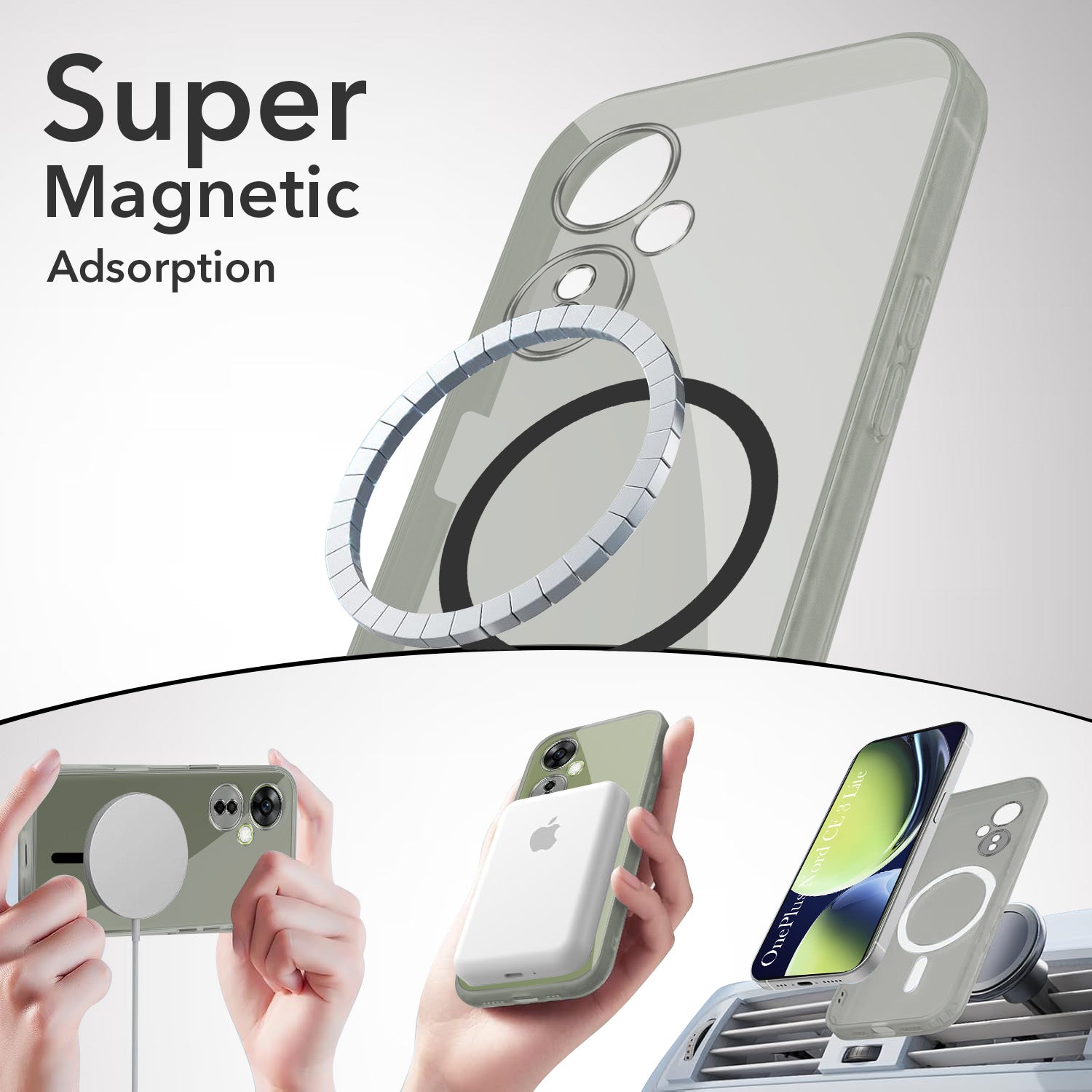 For OnePlus Nord CE 3 Lite Back Cover Case Lifetime Anti-Yellow MagSafe Compatible Clear (Sleek Hard Crystal | Shockproof and Camera Protection)