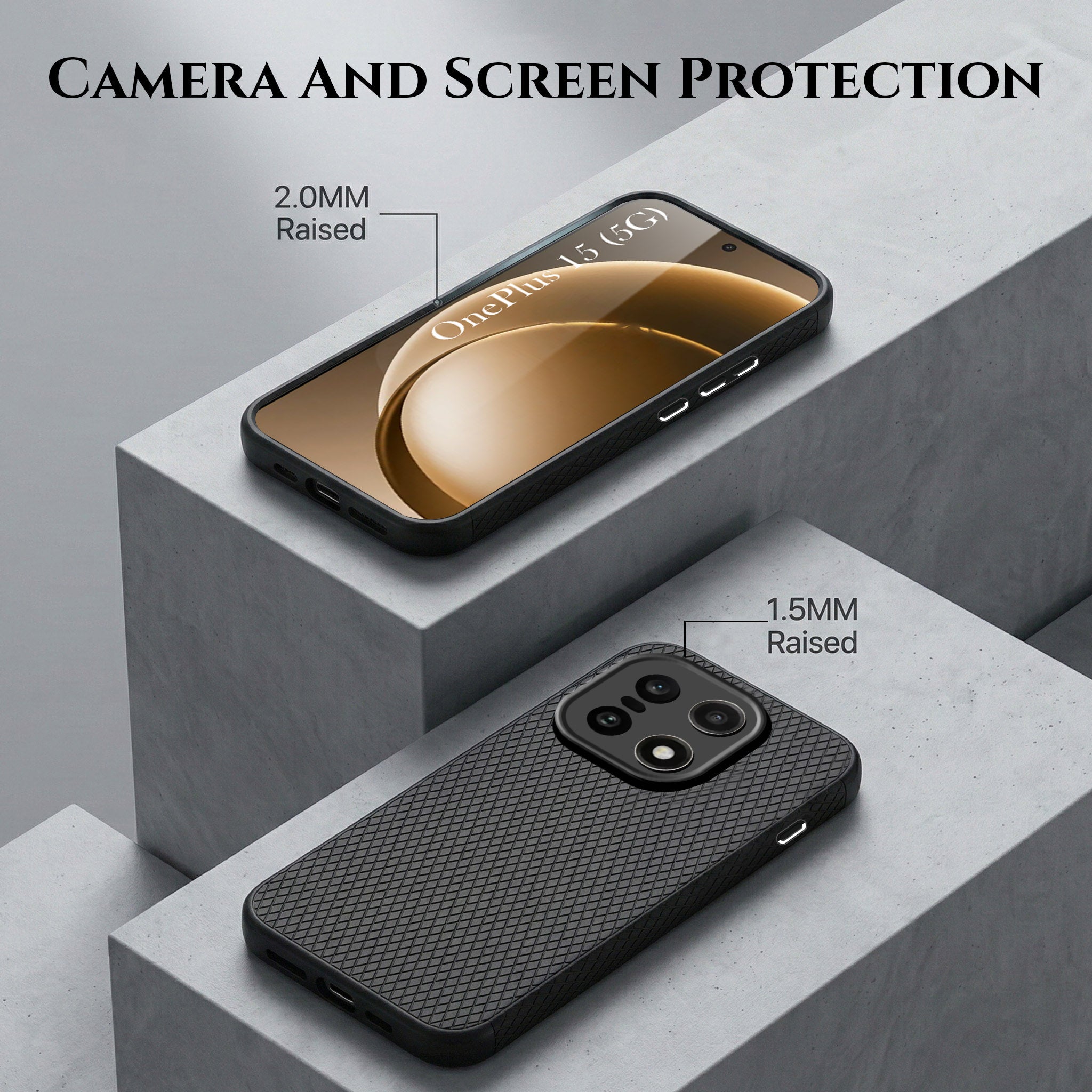 For OnePlus 15 5G Combo with Back Cover and 9H Tempered Glass (Liquid Silicone | Camera Protection | Oleophobic Coating Screen Glass)