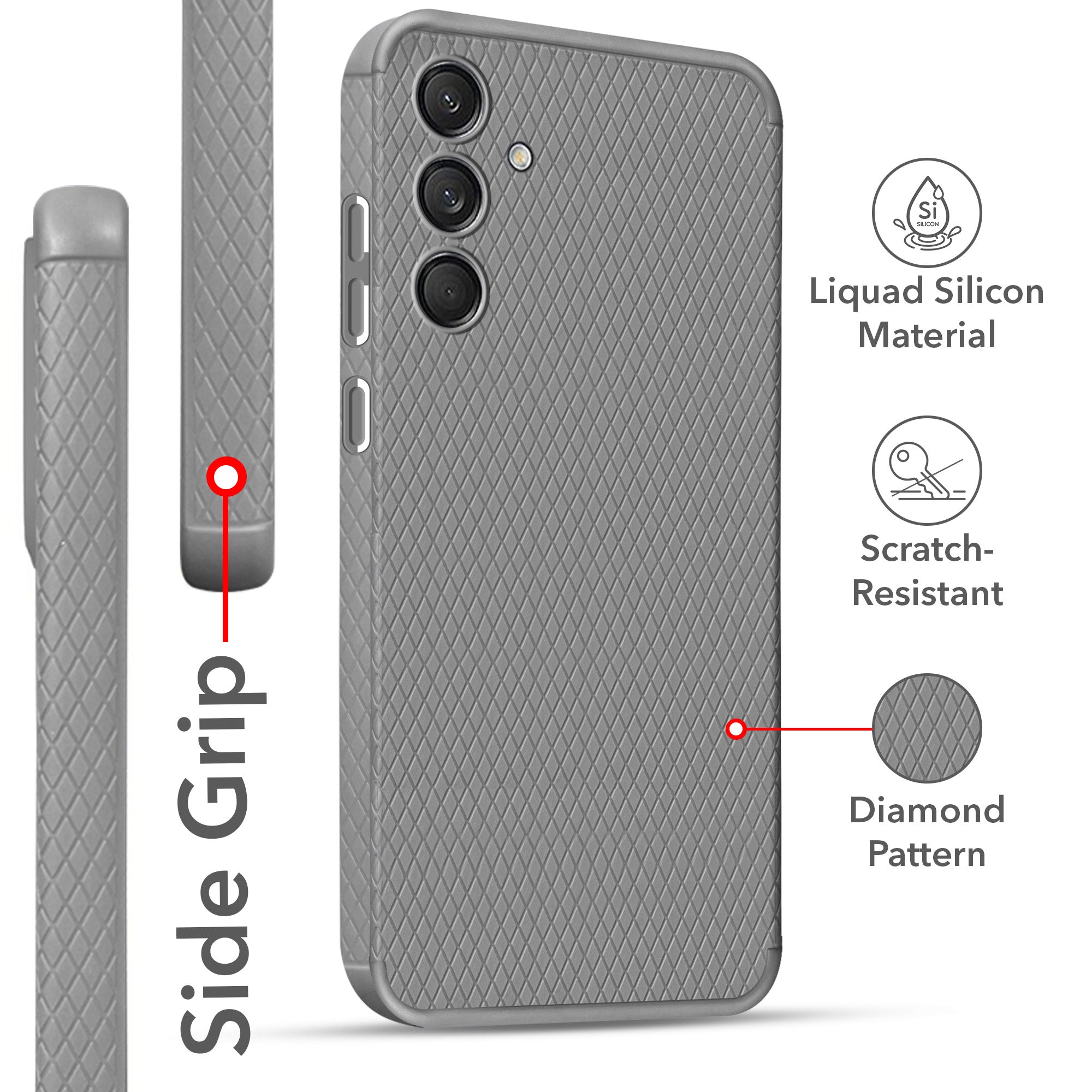 For Samsung Galaxy F55 5G | M55 5G | M55s Back Cover Case (Liquid Silicone | Side Grip | Camera Protection)