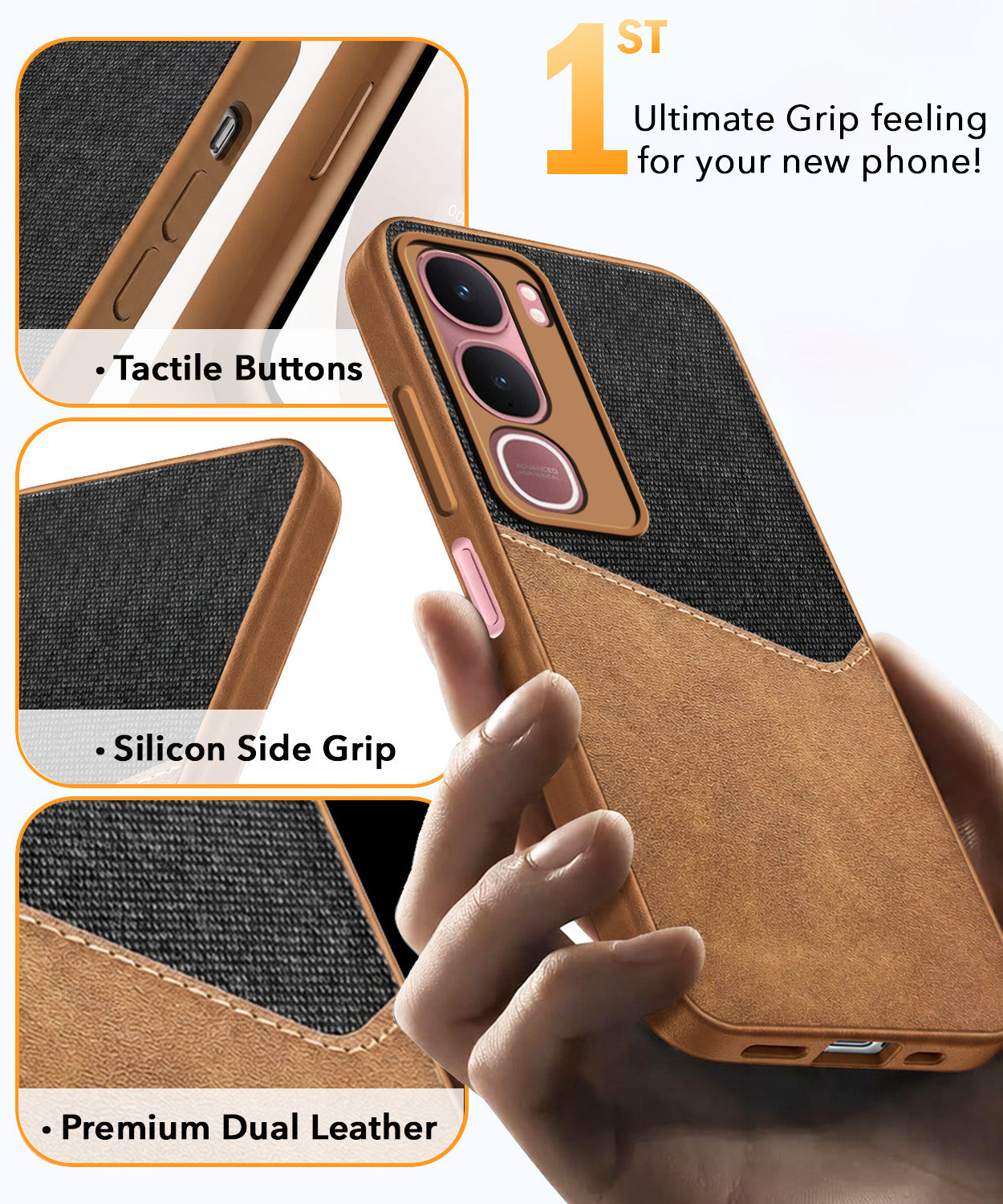 For Vivo Y31 5G Back Cover Case (Dual PU Leather Stitch | Professional Minimalist | Soft and Flexible)