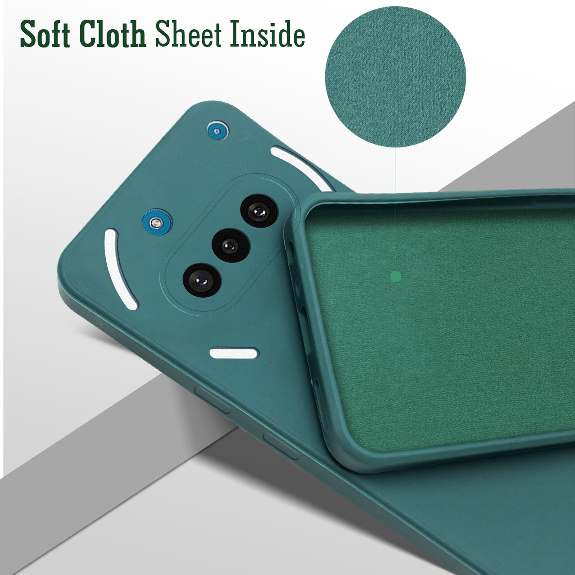 For Nothing Phone 3A Back Cover Case (Matte Finish Silicone with Inside Fiber cloth)