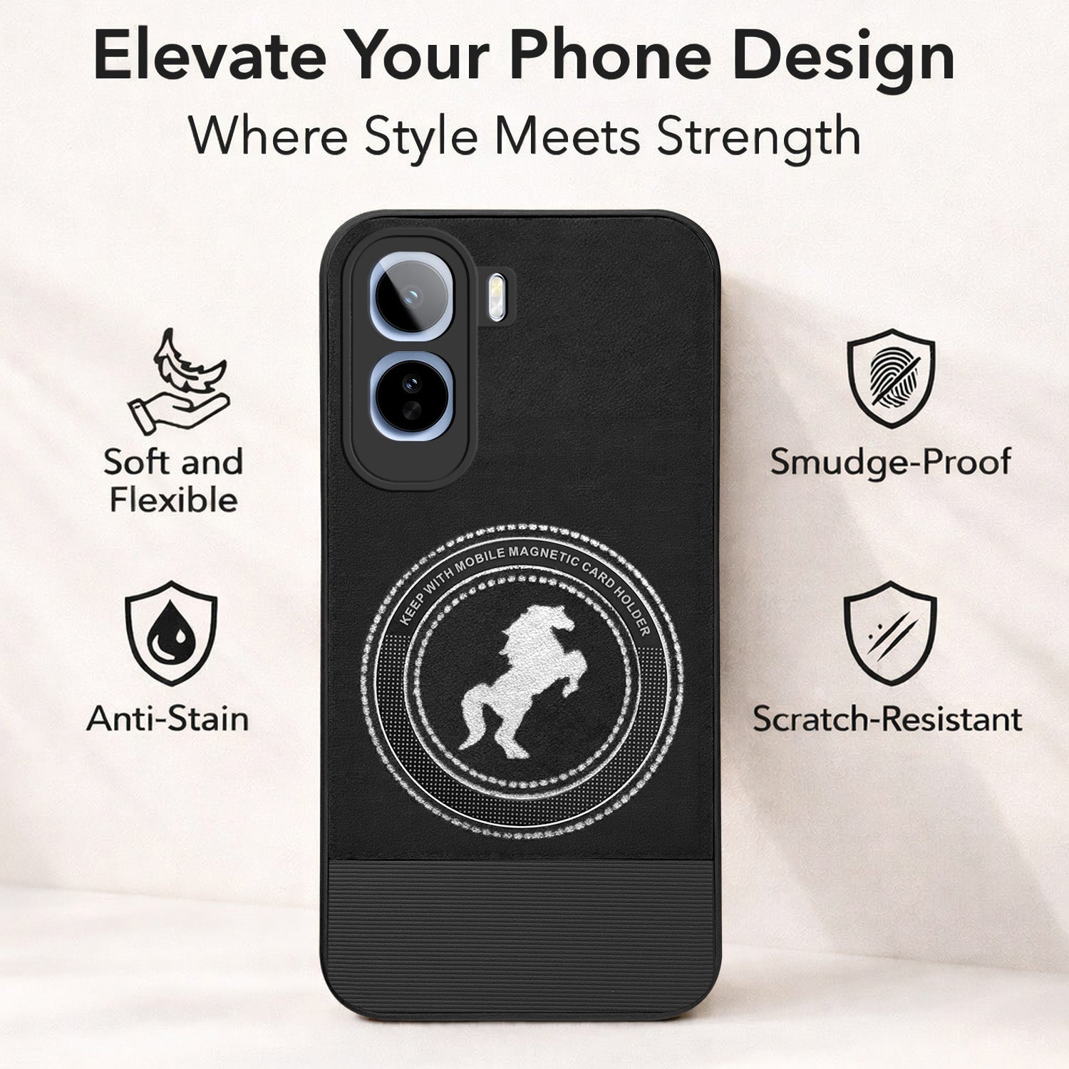 For Vivo T5 Pro 5G Back Cover Case PU Leather Finish (Professional Minimalist Texture | MagSafe Compatile | Camera Protection | Sleek Sober Formal) (Copy)